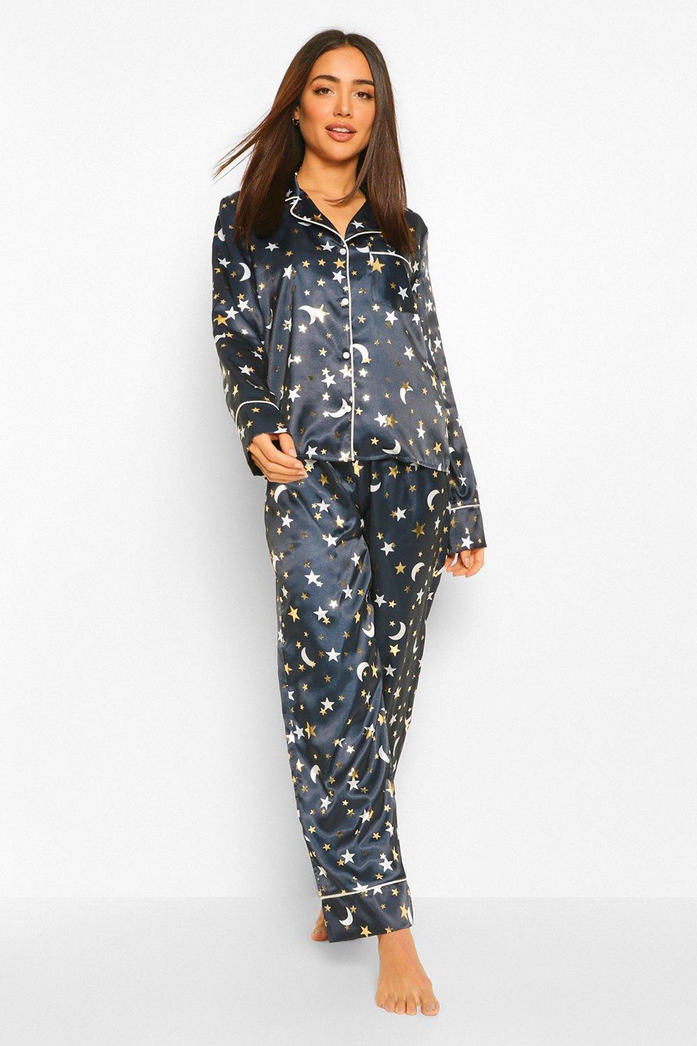 Boohoo black satin pyjamas hotsell