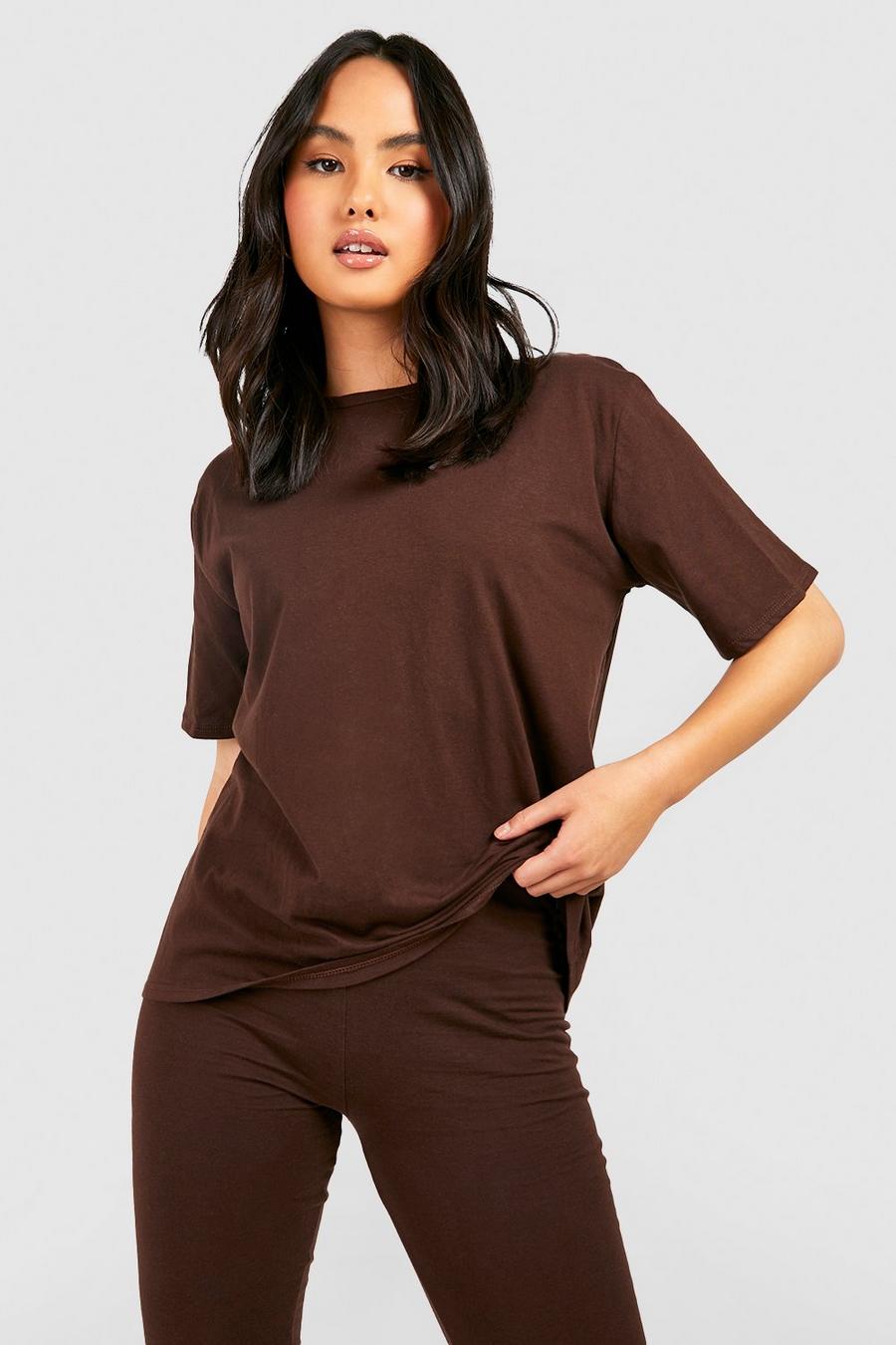 Basic Mix n Match Pyjama-Oberteil, Chocolate brown image number 1