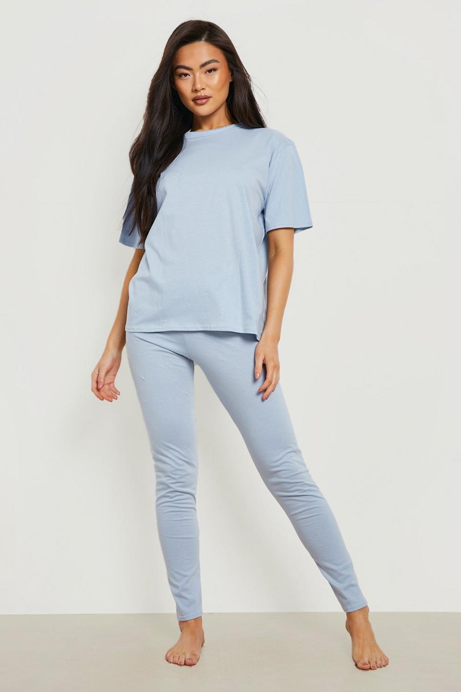 Baby blue Basic T-shirt and Legging Soft Jersey PJ Set image number 1
