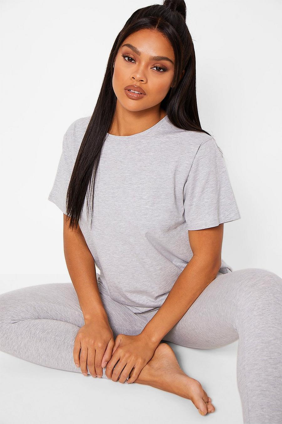 Grey marl Basic T-Shirt And Legging Soft Jersey Knit Pj Set image number 1