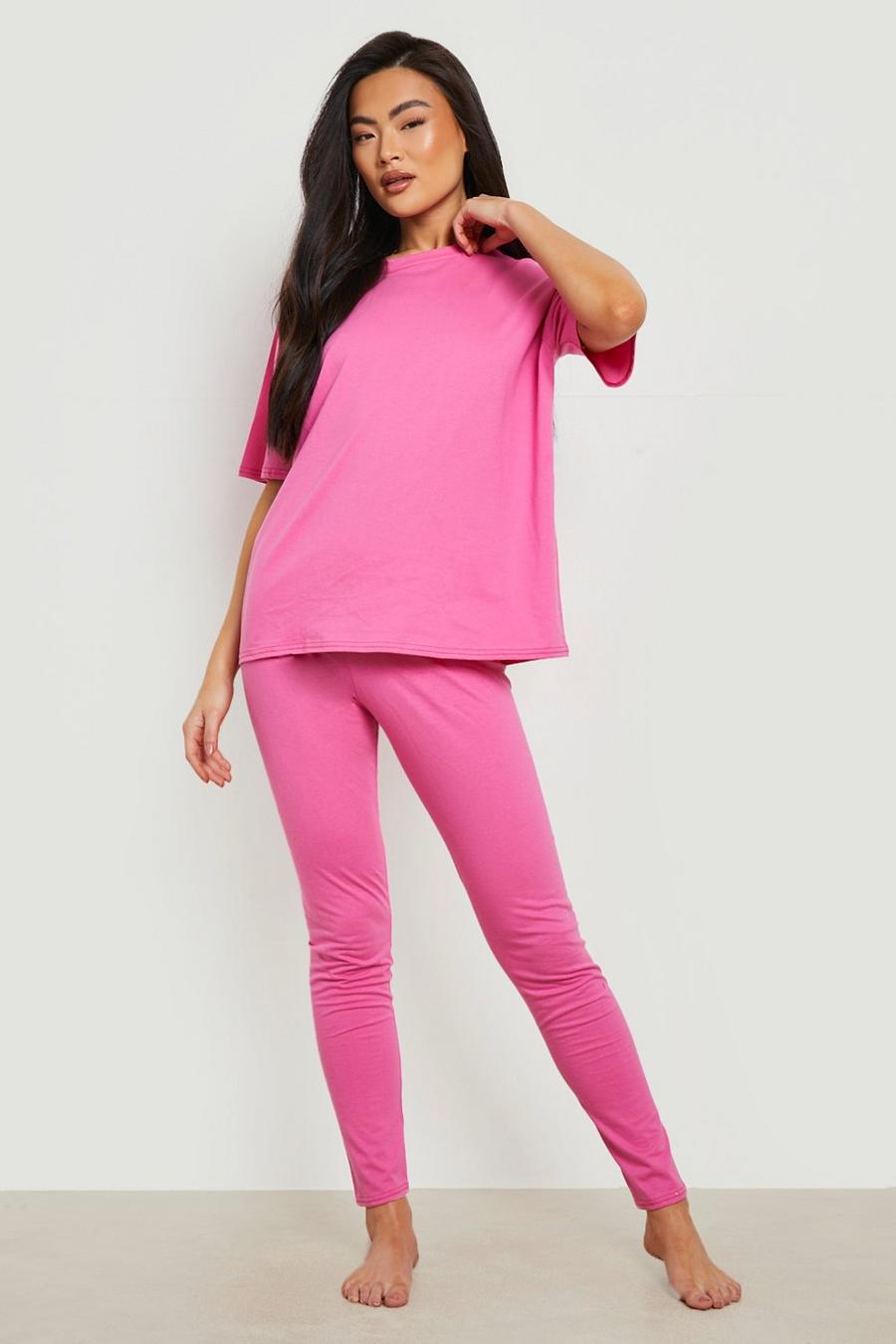 Ensemble de pyjama en jersey avec t-shirt et legging basiques , Hot pink image number 1