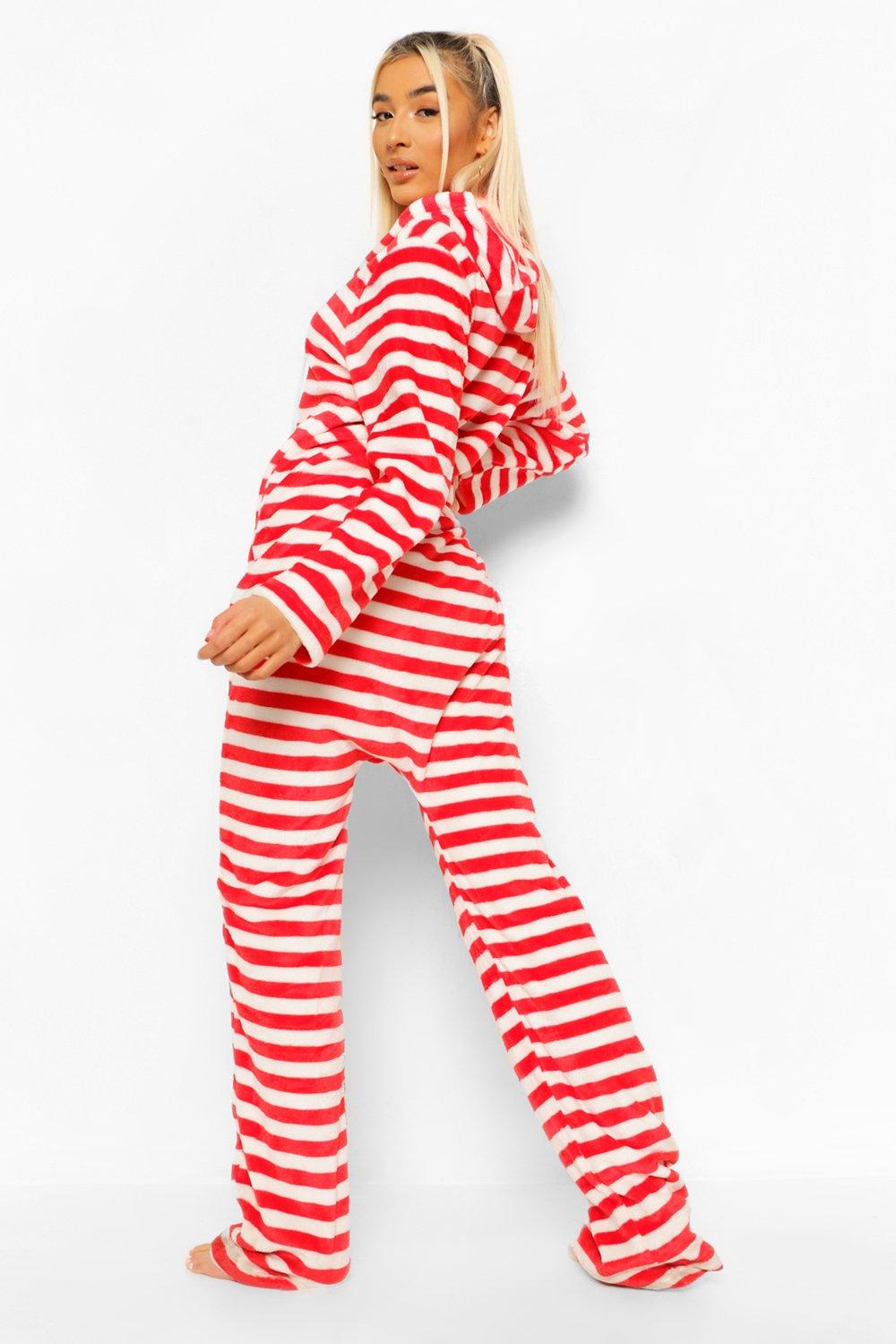 Women s Candy Cane Onesie Boohoo UK