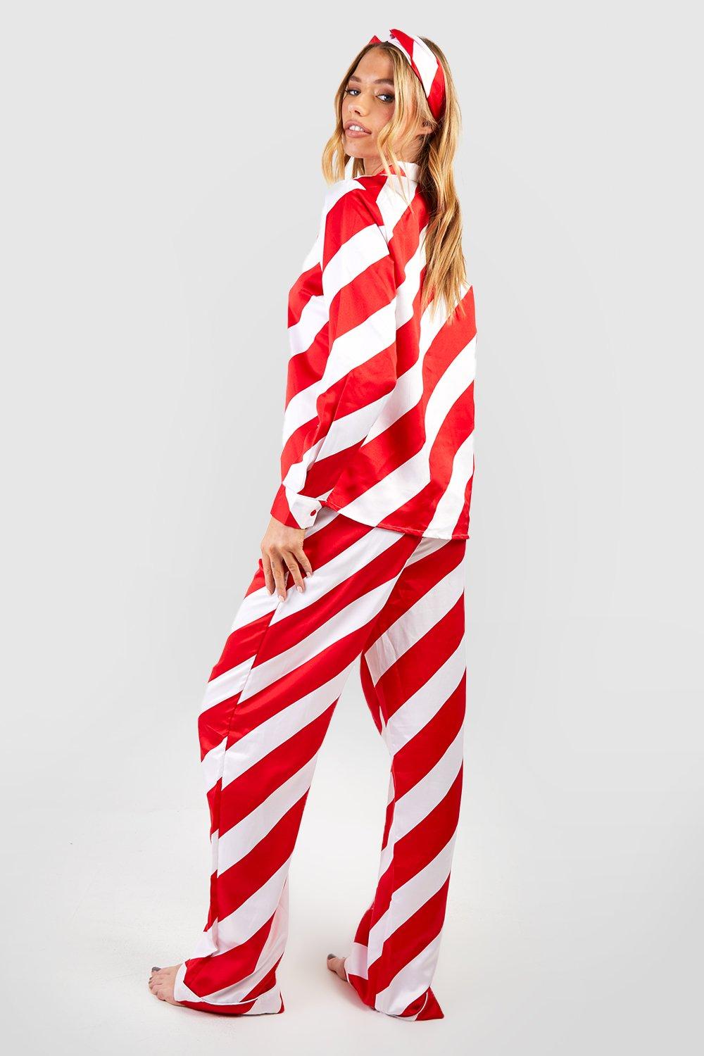 Candy Cane Stripe Satin Cami Pajama Pants Set