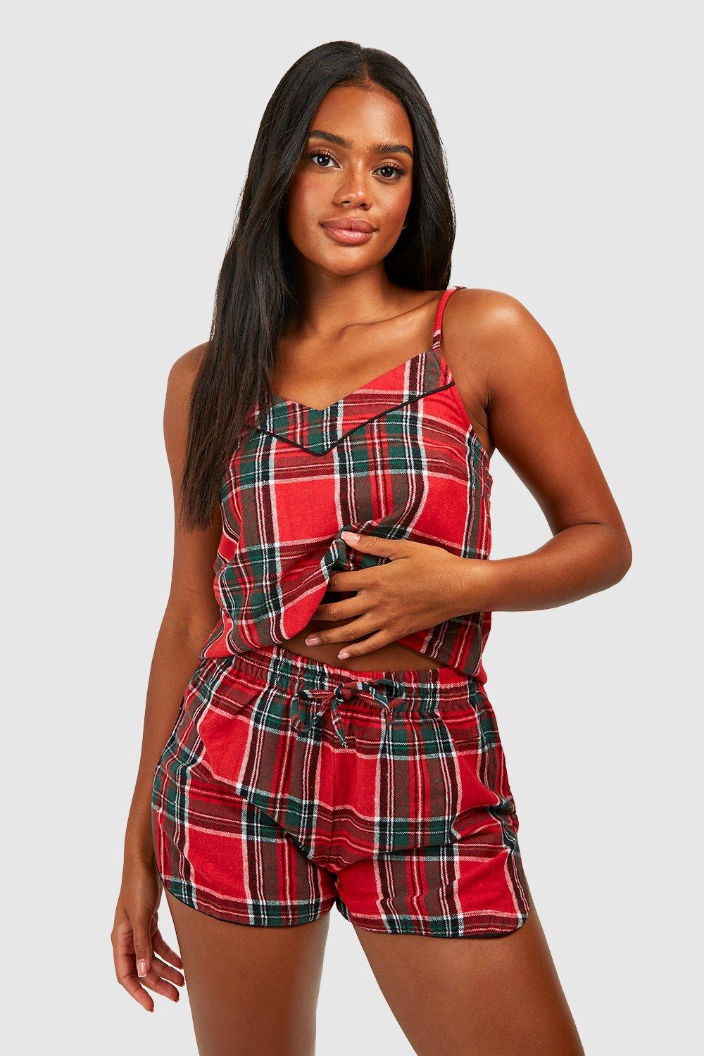 Women s Mix and Match Flannel Check PJ Shorts Boohoo UK