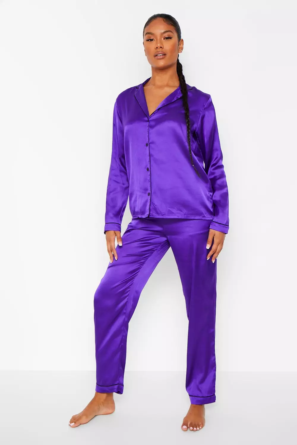 Purple satin pyjamas new arrivals