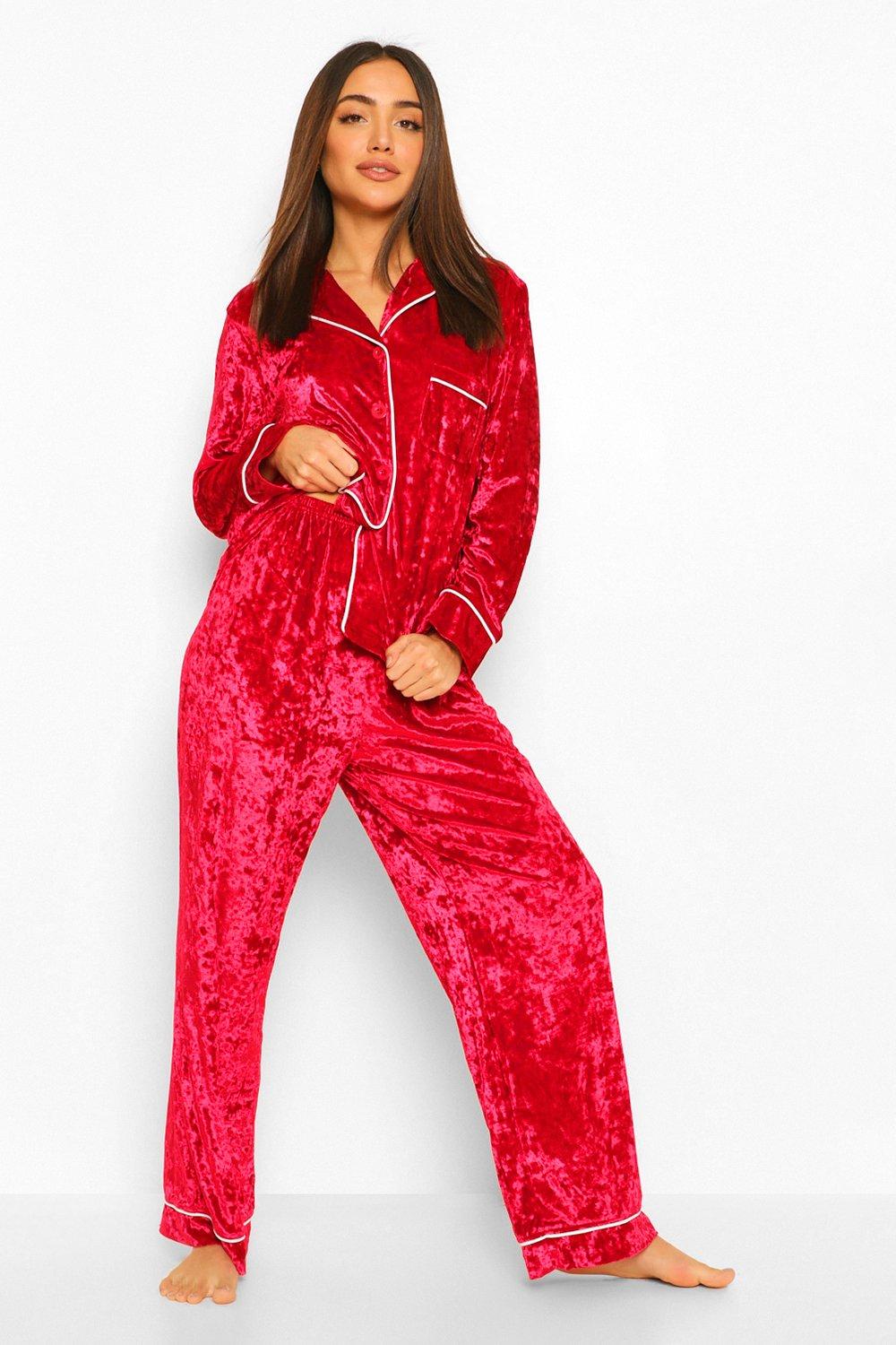 Velvet Pajama Set Luxurious Home Wear Velour PJS Set Ladies