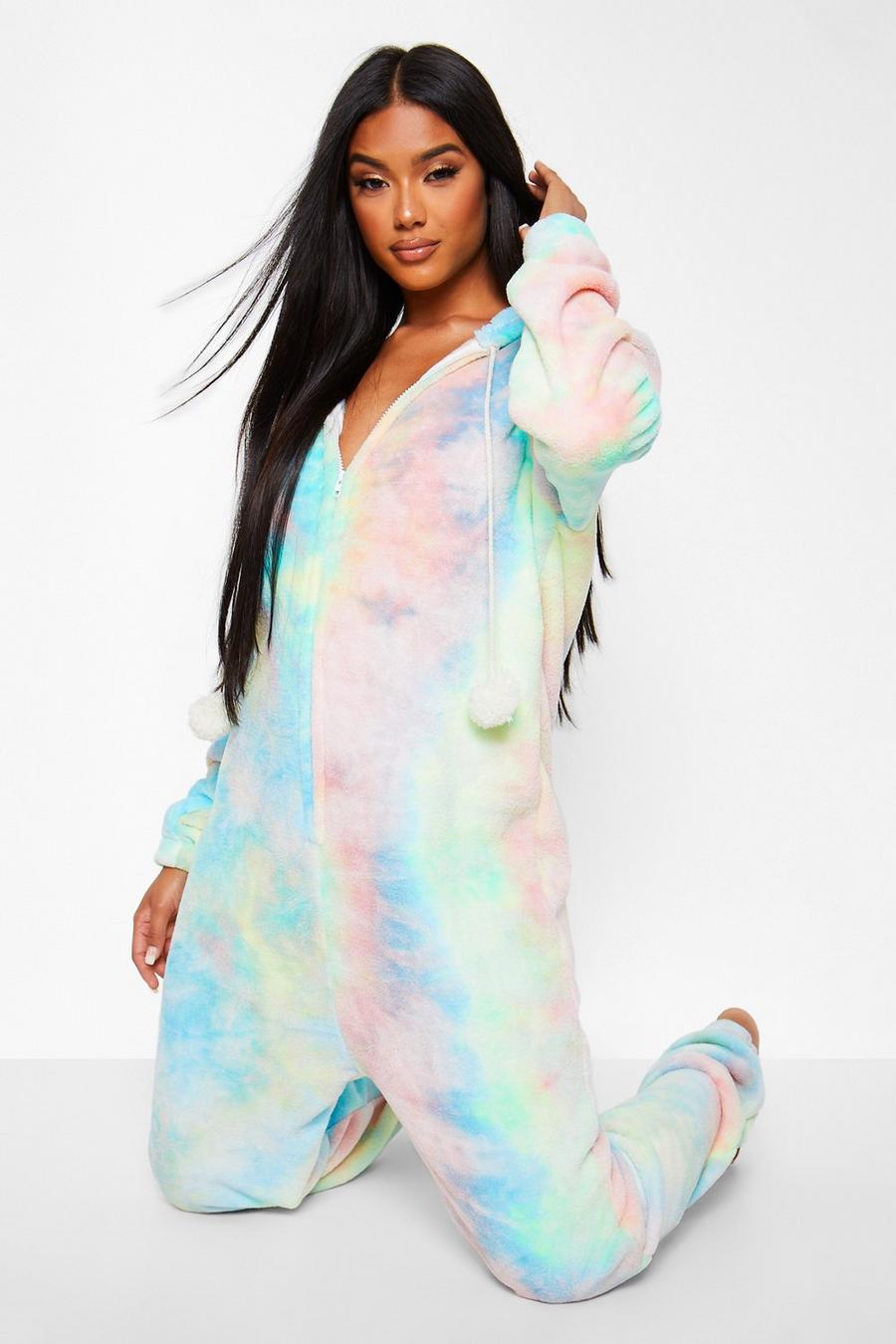 Pijama enterizo con desteñido anudado color fosforito, Multicolor image number 1