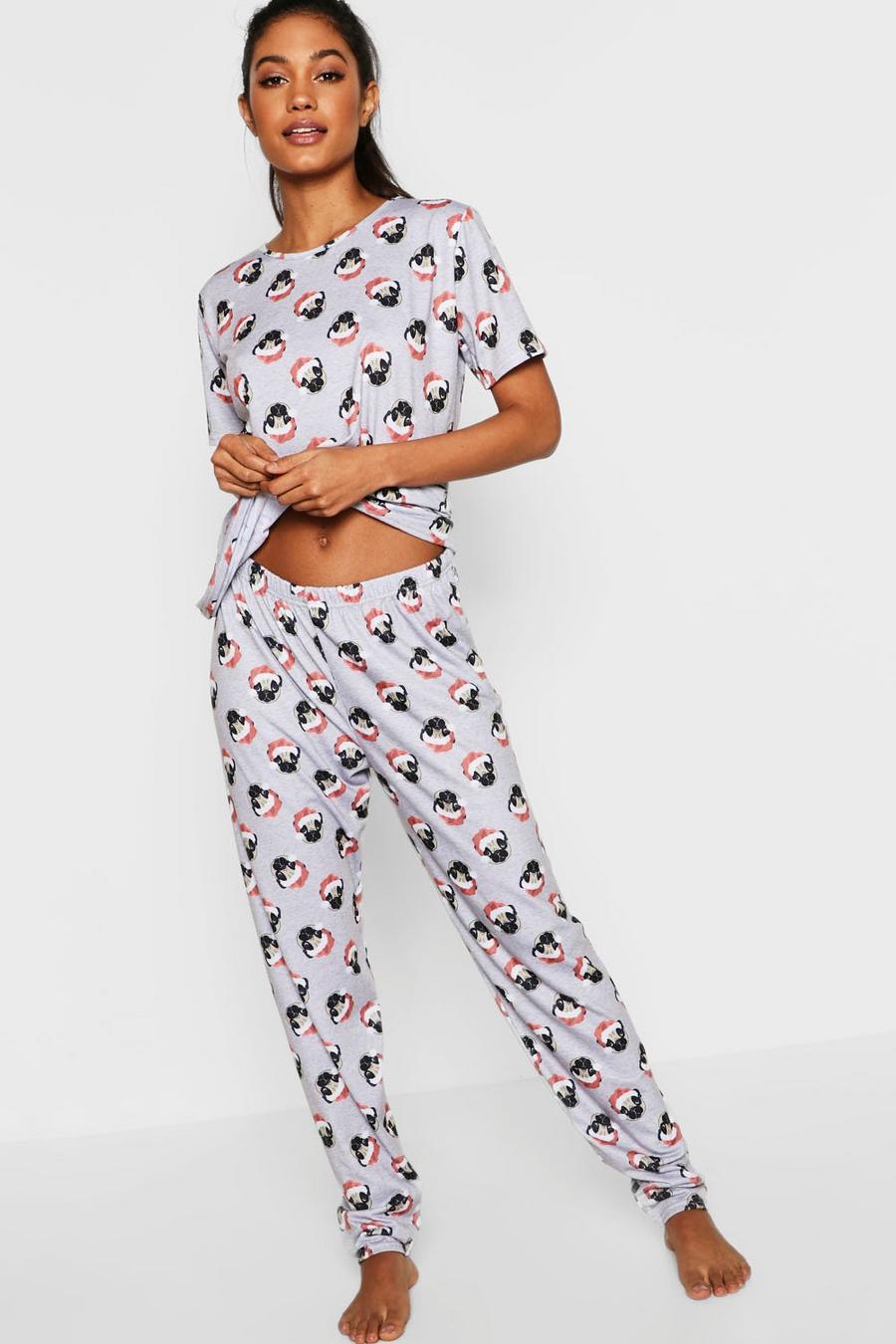 Festlicher Pyjama Hosen Set mit Mops image number 1