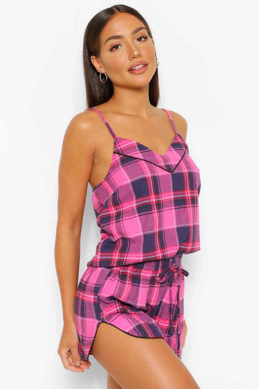 Pink Mix and Match Flannel Check PJ Shorts image number 1