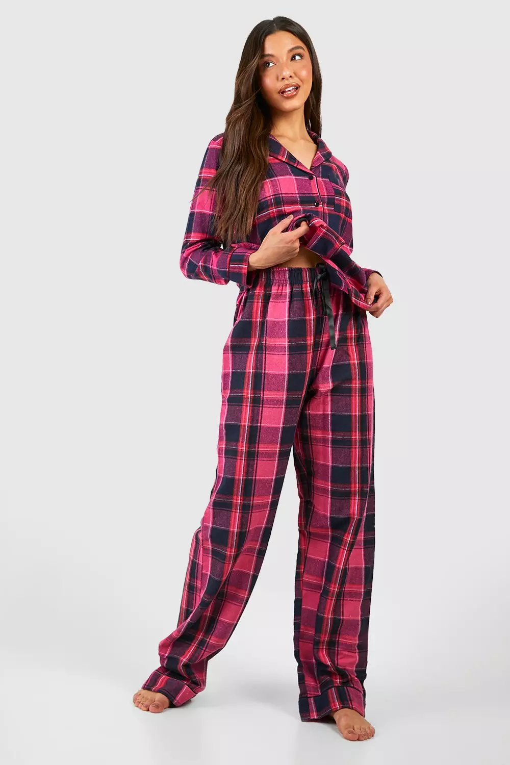 Pink plaid jumpsuit deals