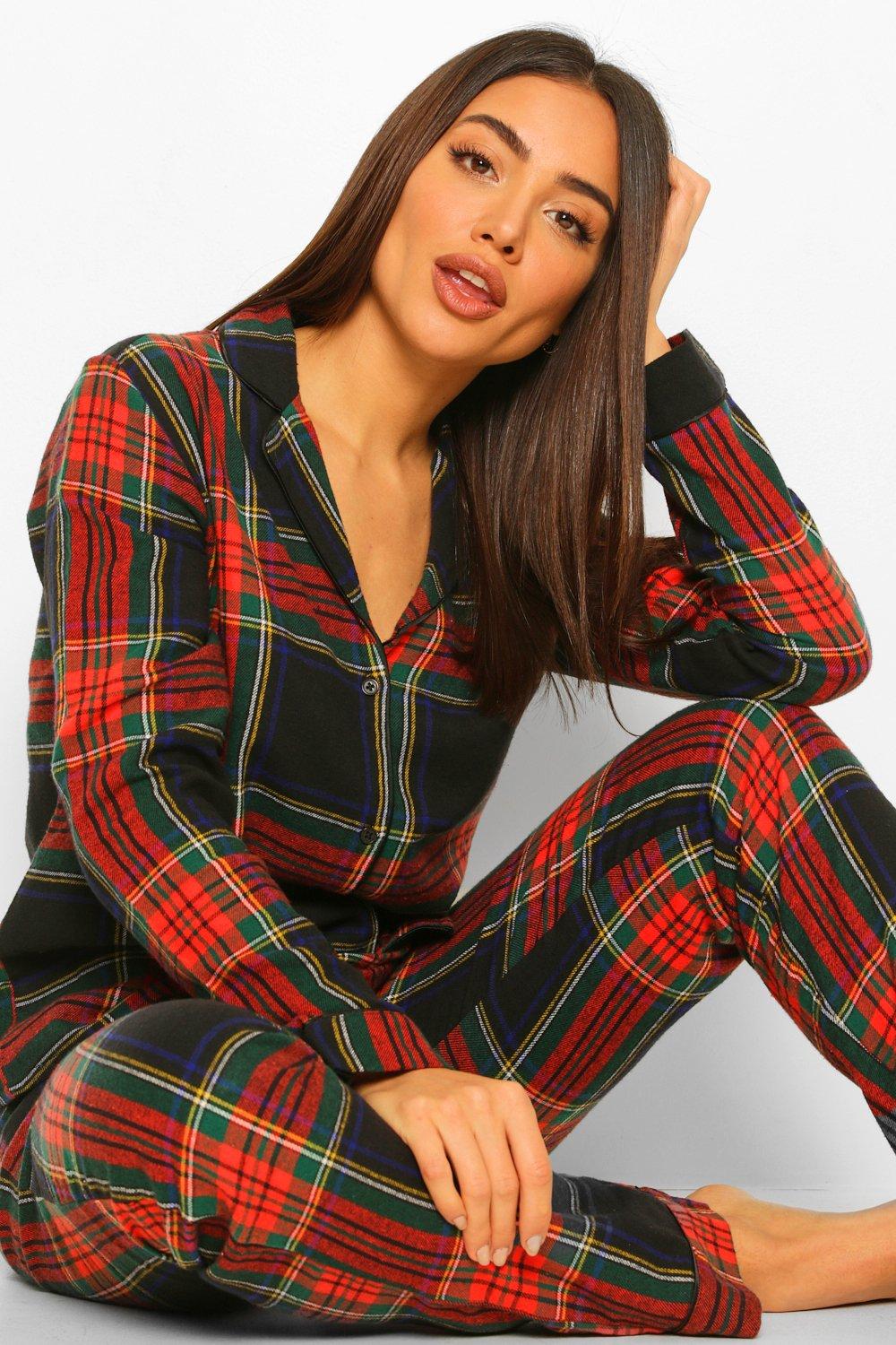 Flannel Check Print Christmas Pyjamas Trouser Set