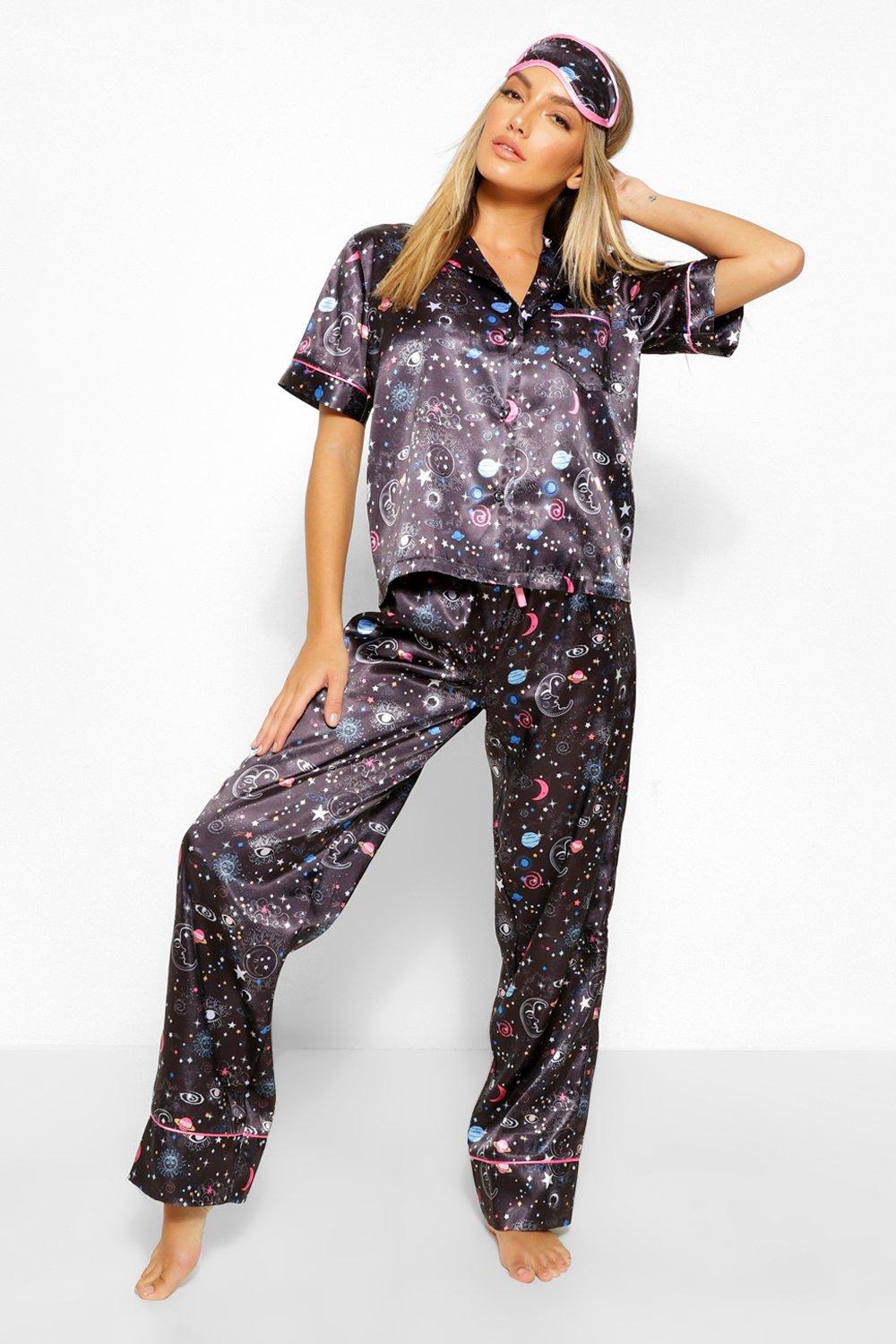 Satin Galaxy Print Pj Shirt