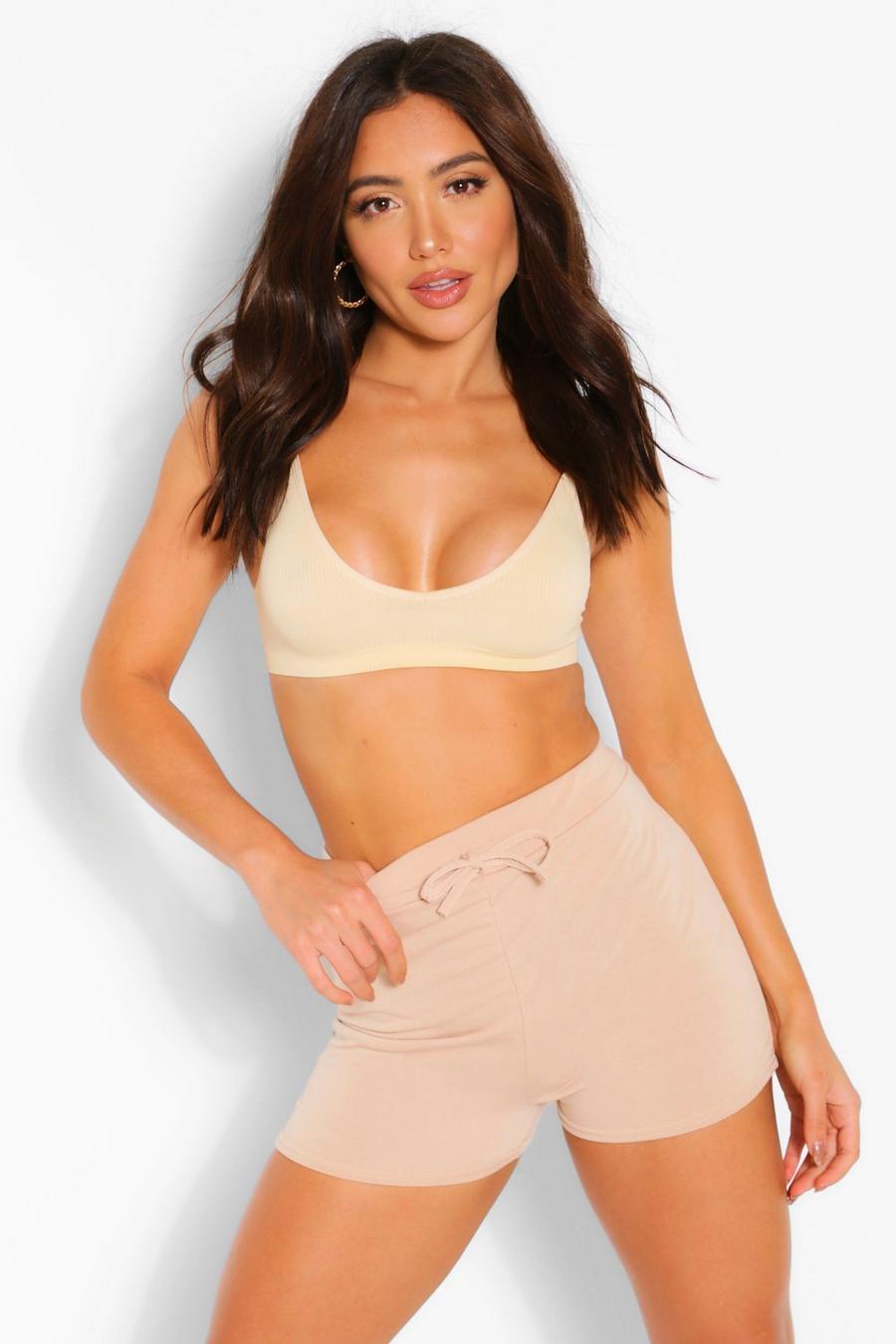 Stone beige Mix and Match Soft Loop Back Lounge Shorts