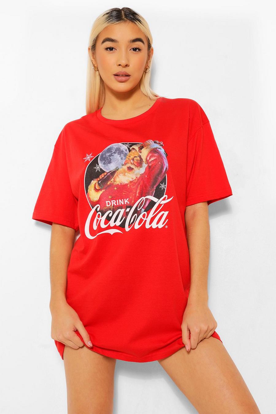 T-shirt natalizia per dormire con logo Coca Cola, Rosso image number 1