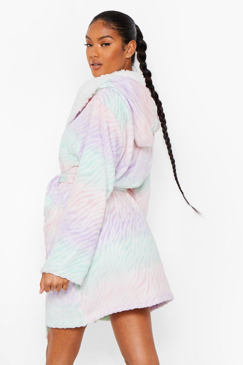 Luxury Burnout Ombre Fleece Dressing Gown | boohoo
