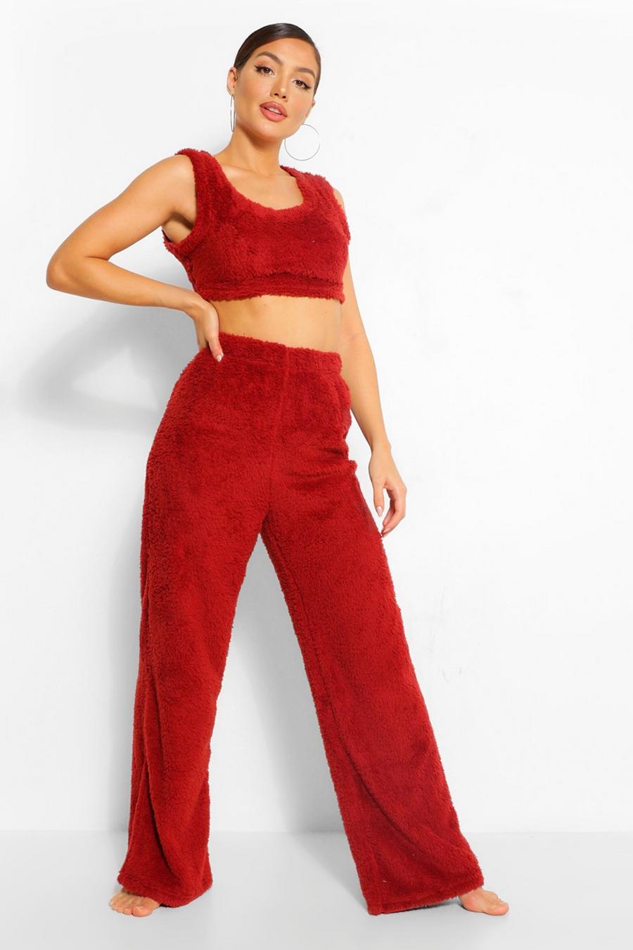 Rust Cosy Knit Lounge Pants image number 1