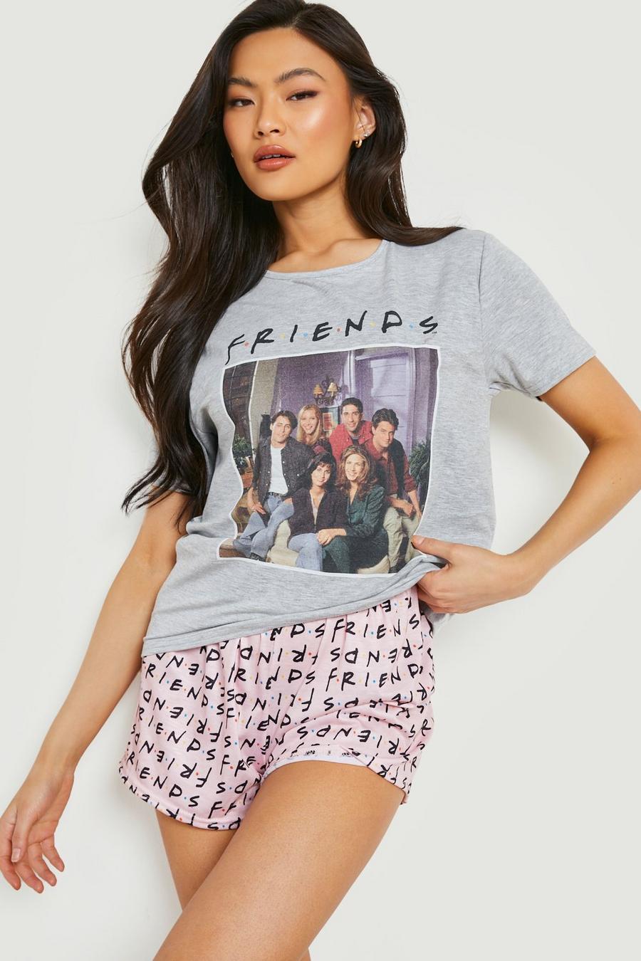Grey marl "Friends" Pyjamasset med shorts och tryck image number 1