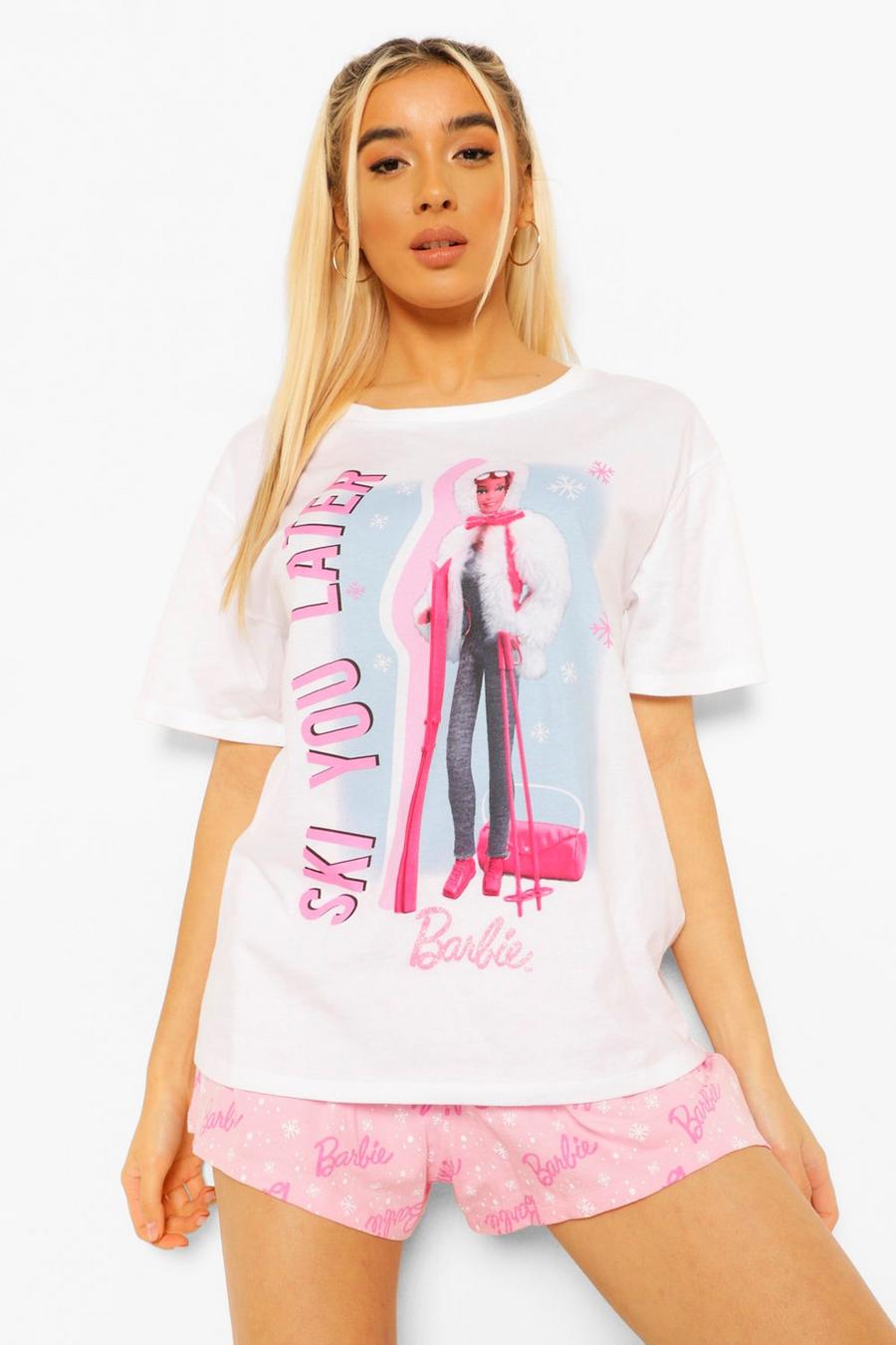 Pink "Barbie Ski You Later" Pyjamasset med shorts image number 1