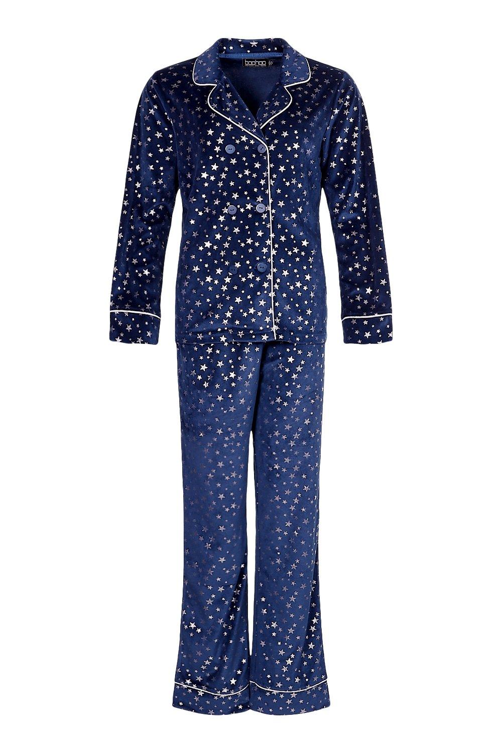 Women's Luxe Velour Pajama Set - Stars Above™ Silver M : Target