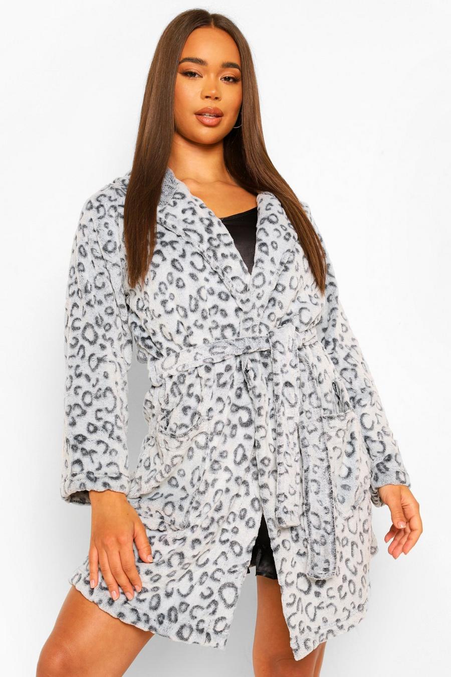 Grey Burnout Leopard Dressing Gown image number 1