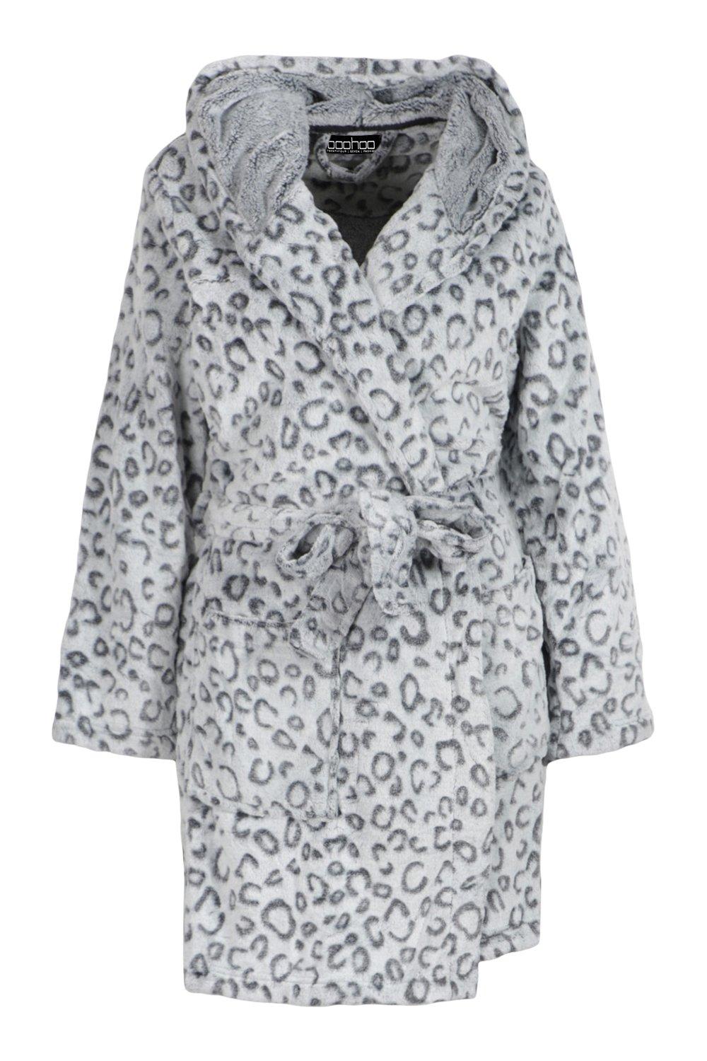 grey leopard dressing gown