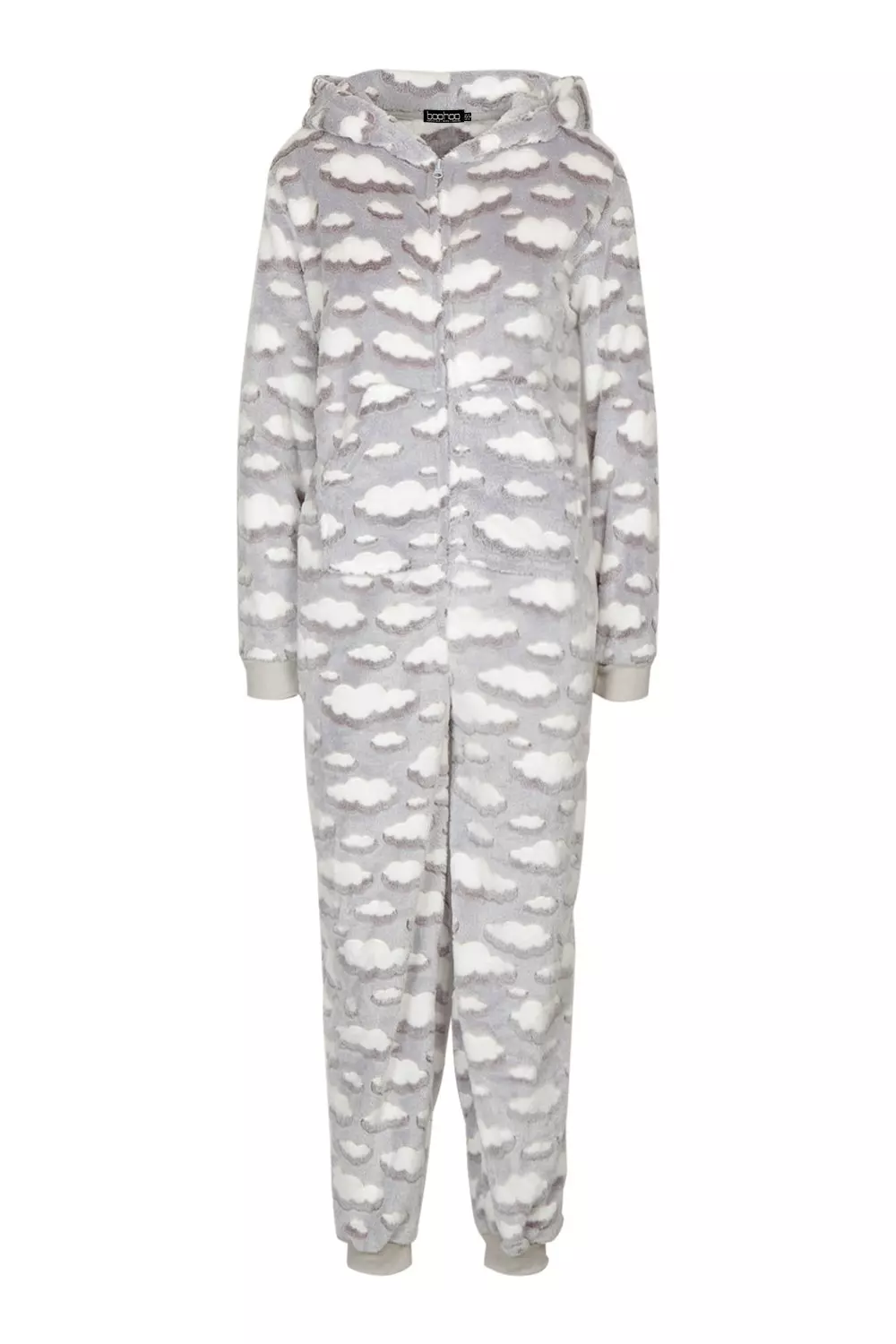 Grey Cloud Print Luxury Fleece Onesie alternative image