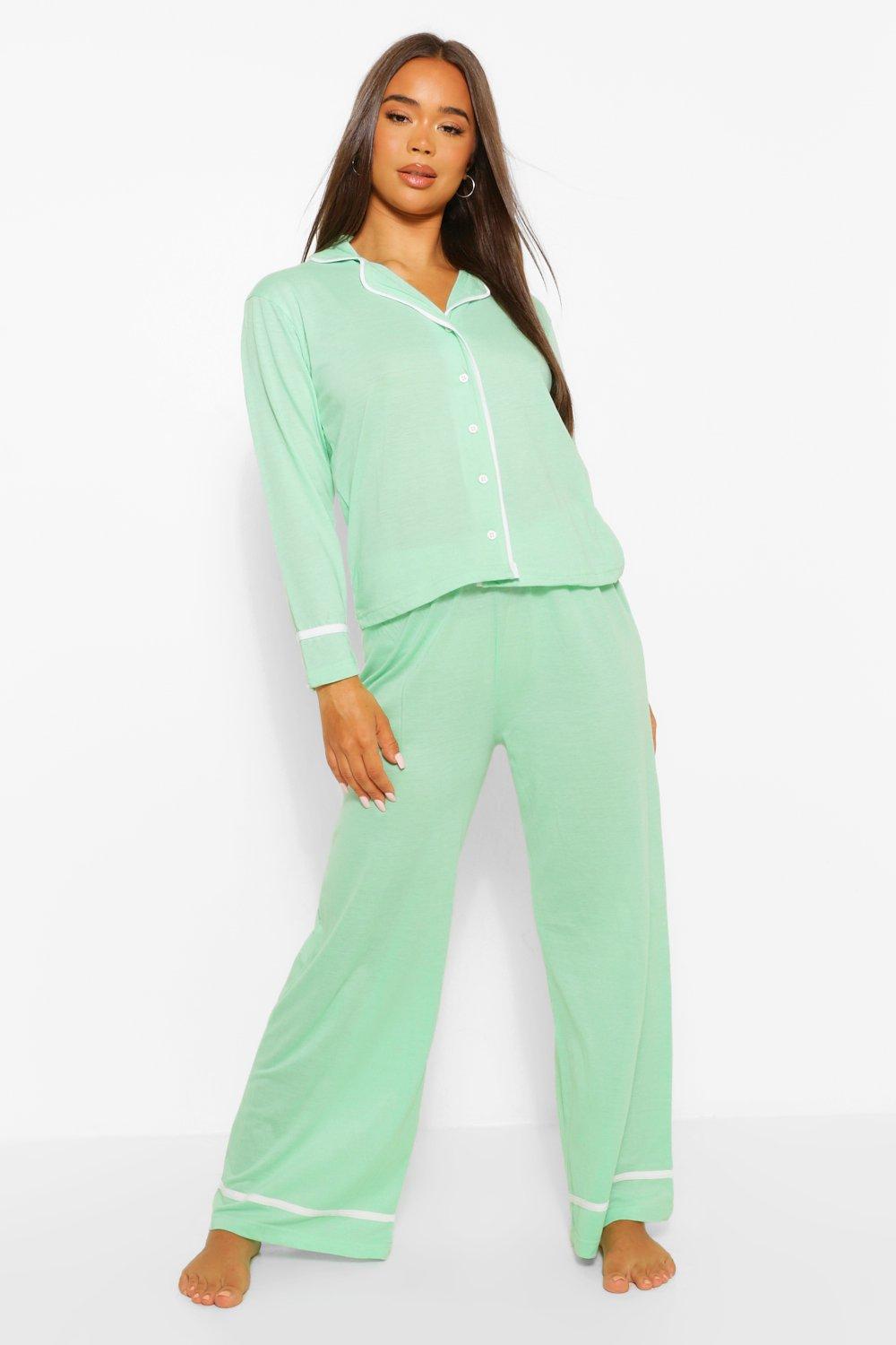 Button through best sale jersey pyjamas