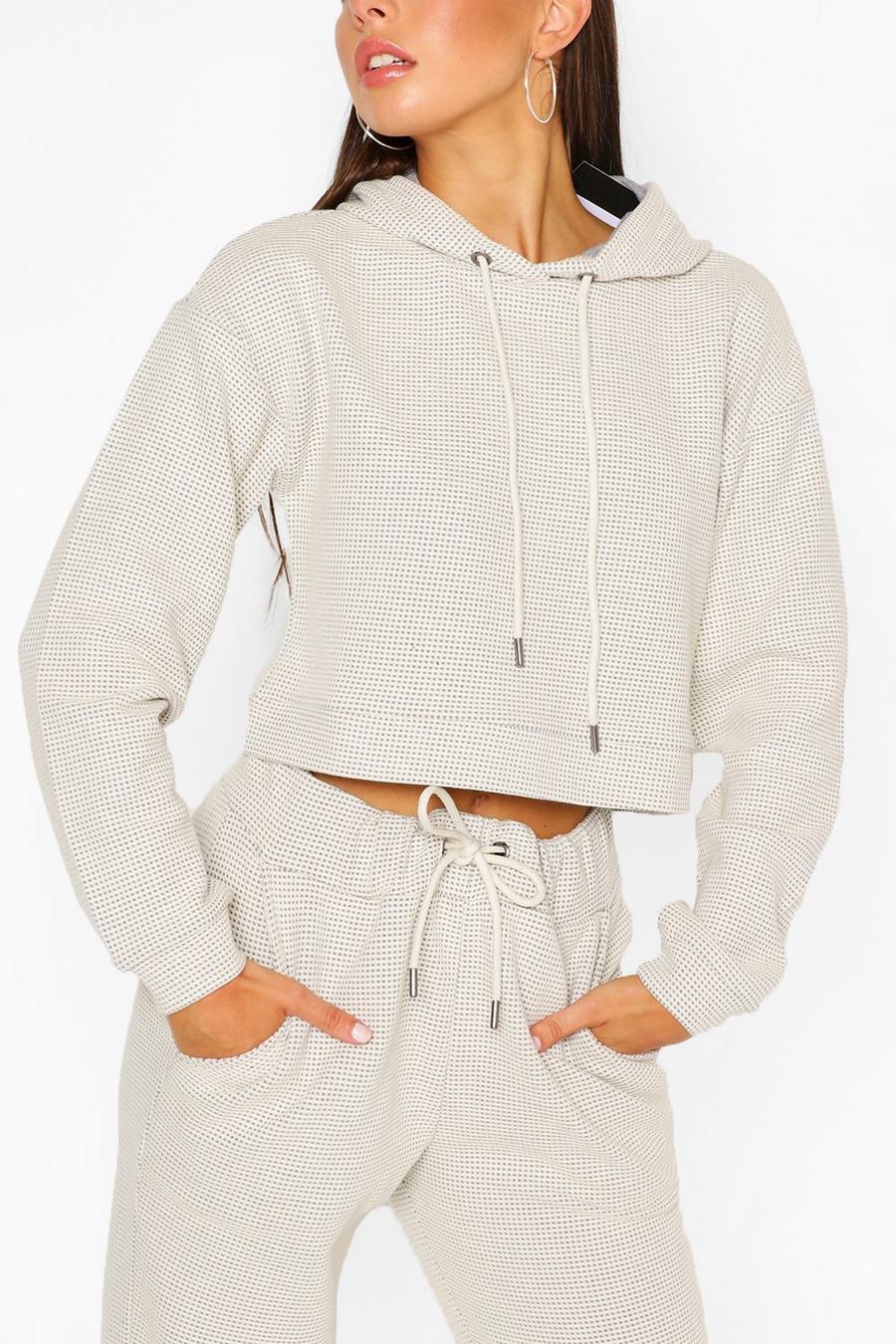 Stone Waffle Slouch Lounge Hoodie image number 1