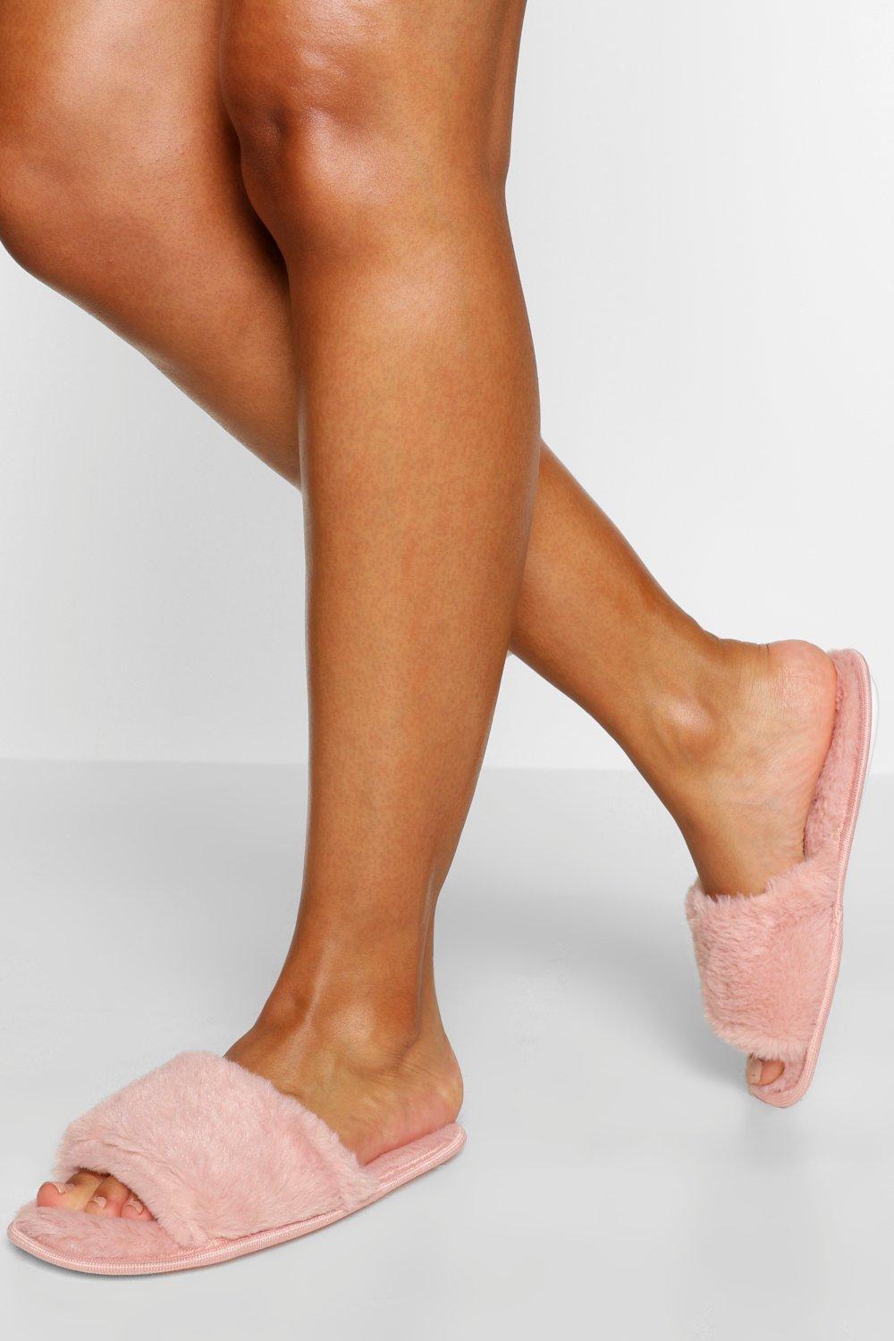 womens fluffy slider slippers