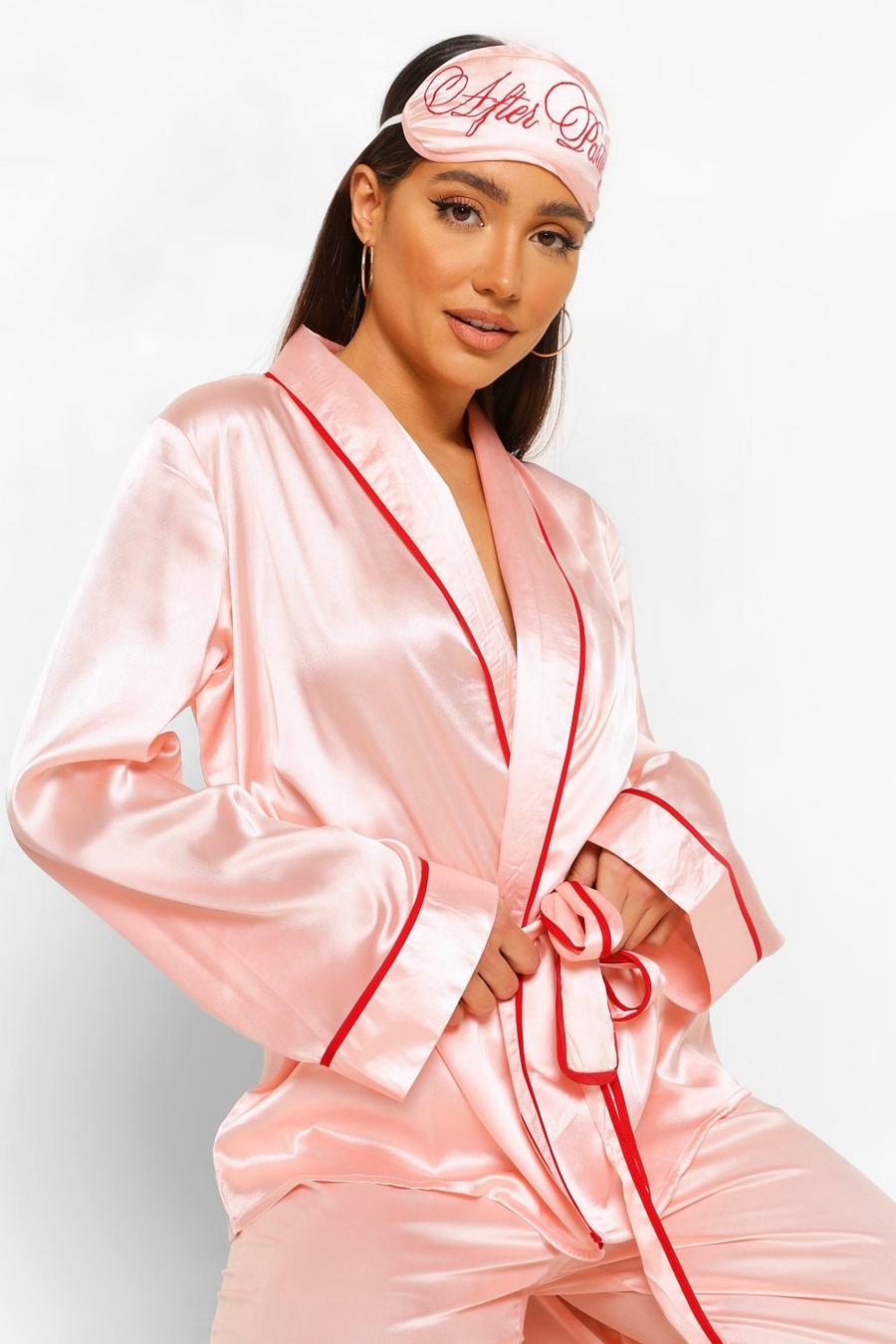 Rose gold After Party Embroidered Robe and Mask Set image number 1