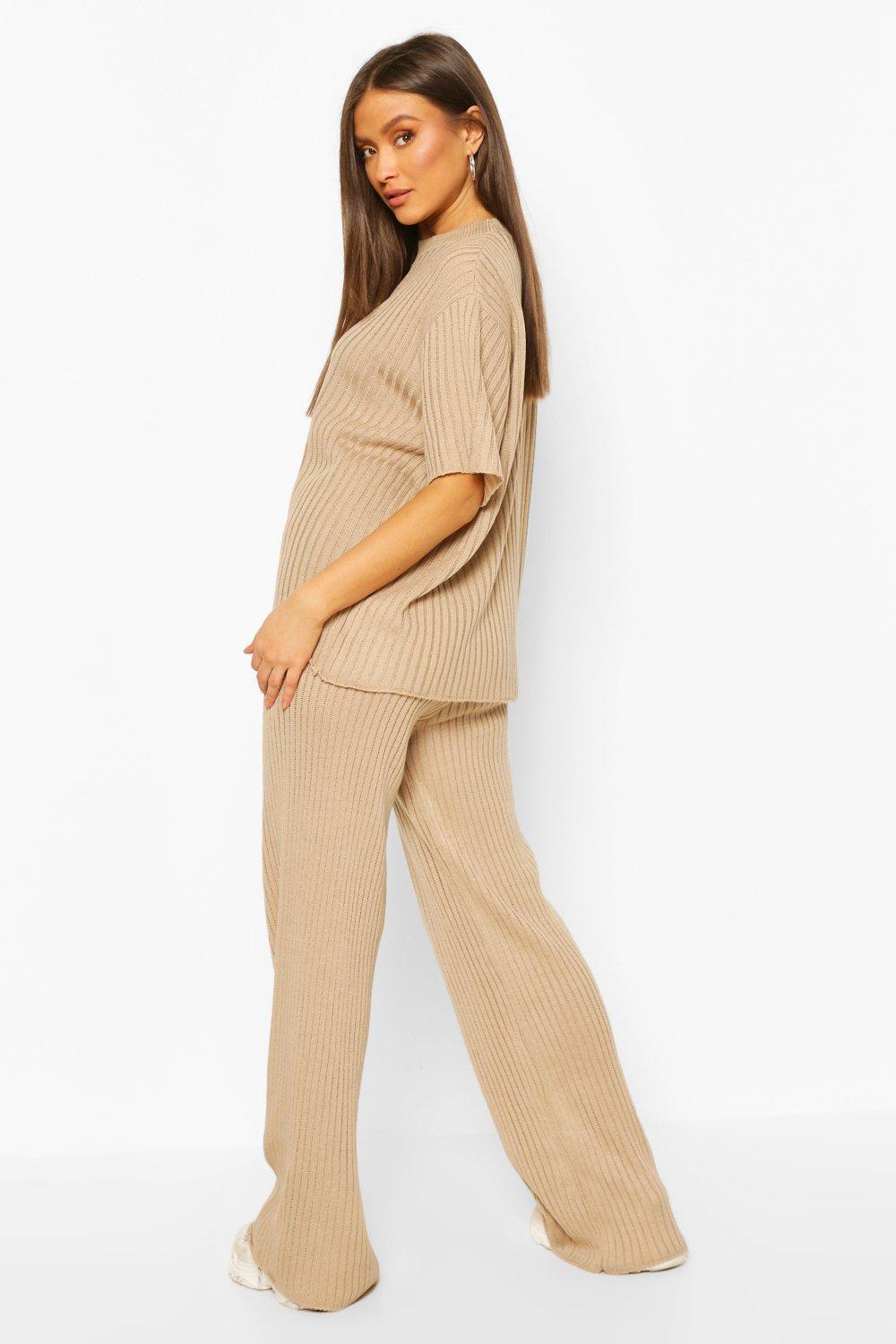 Short Sleeve Wide Leg Knitted Loungewear Set