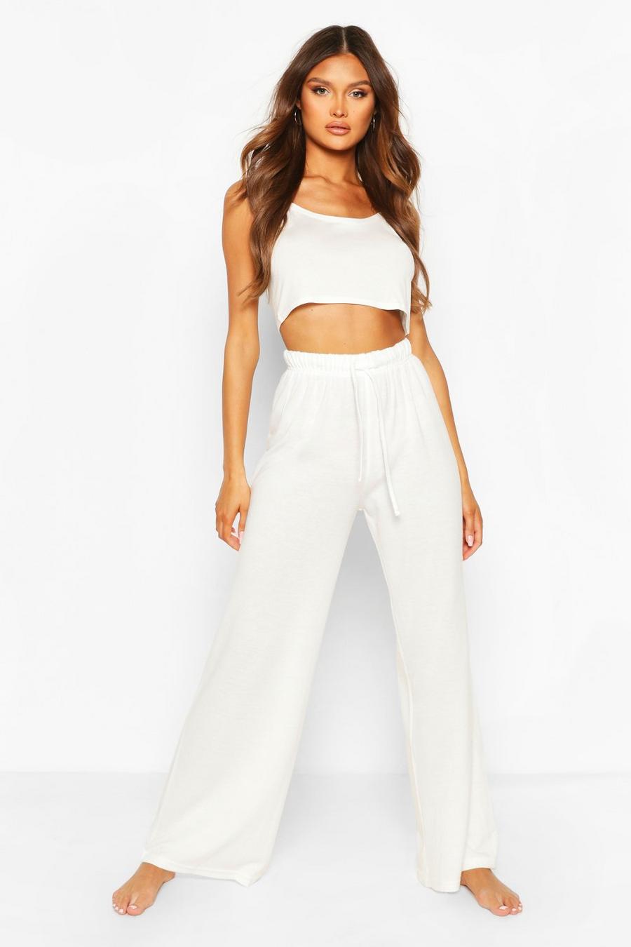 White Mix and Match Super Soft Wide Leg Lounge Pant image number 1
