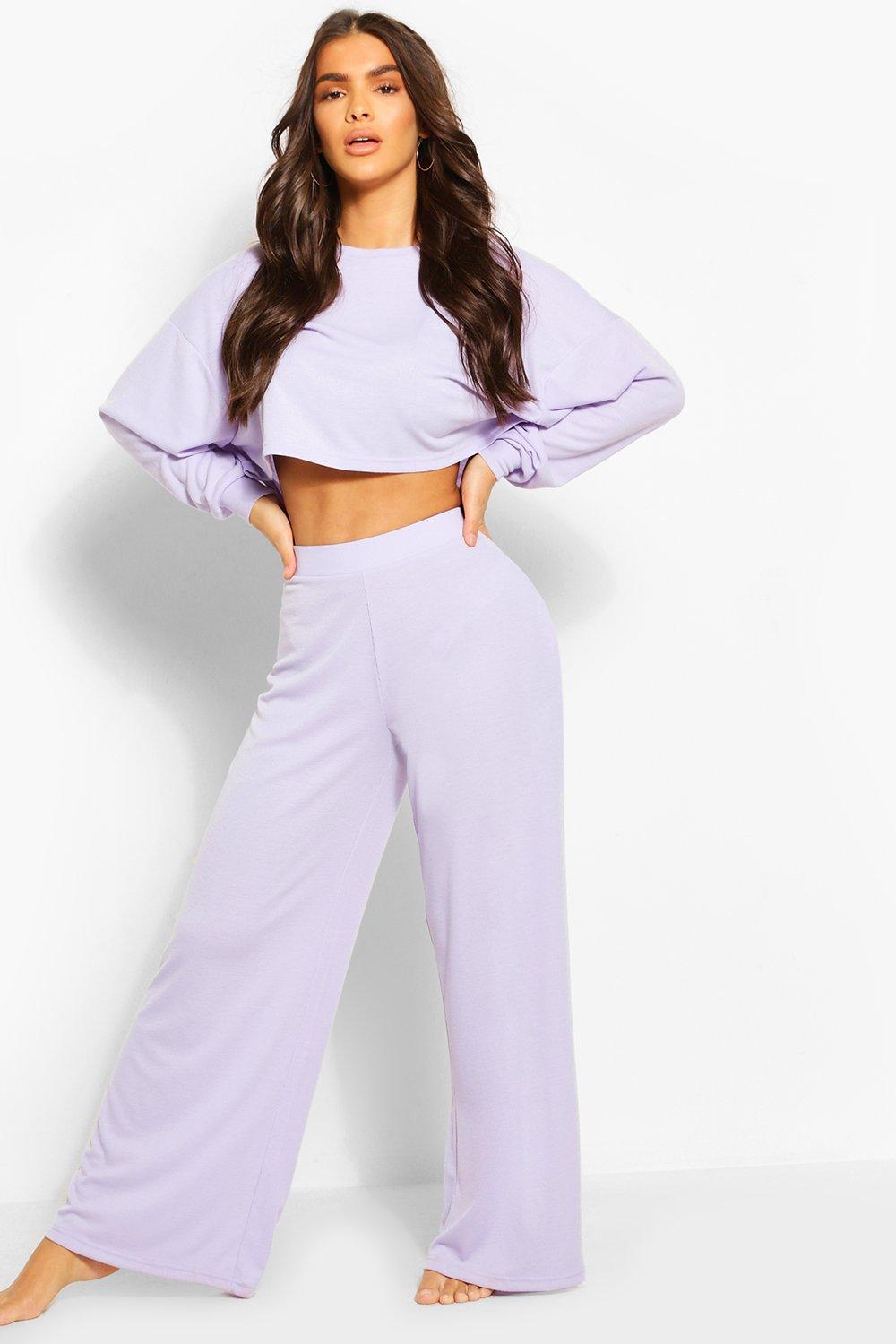 wide leg ribbed lounge pants