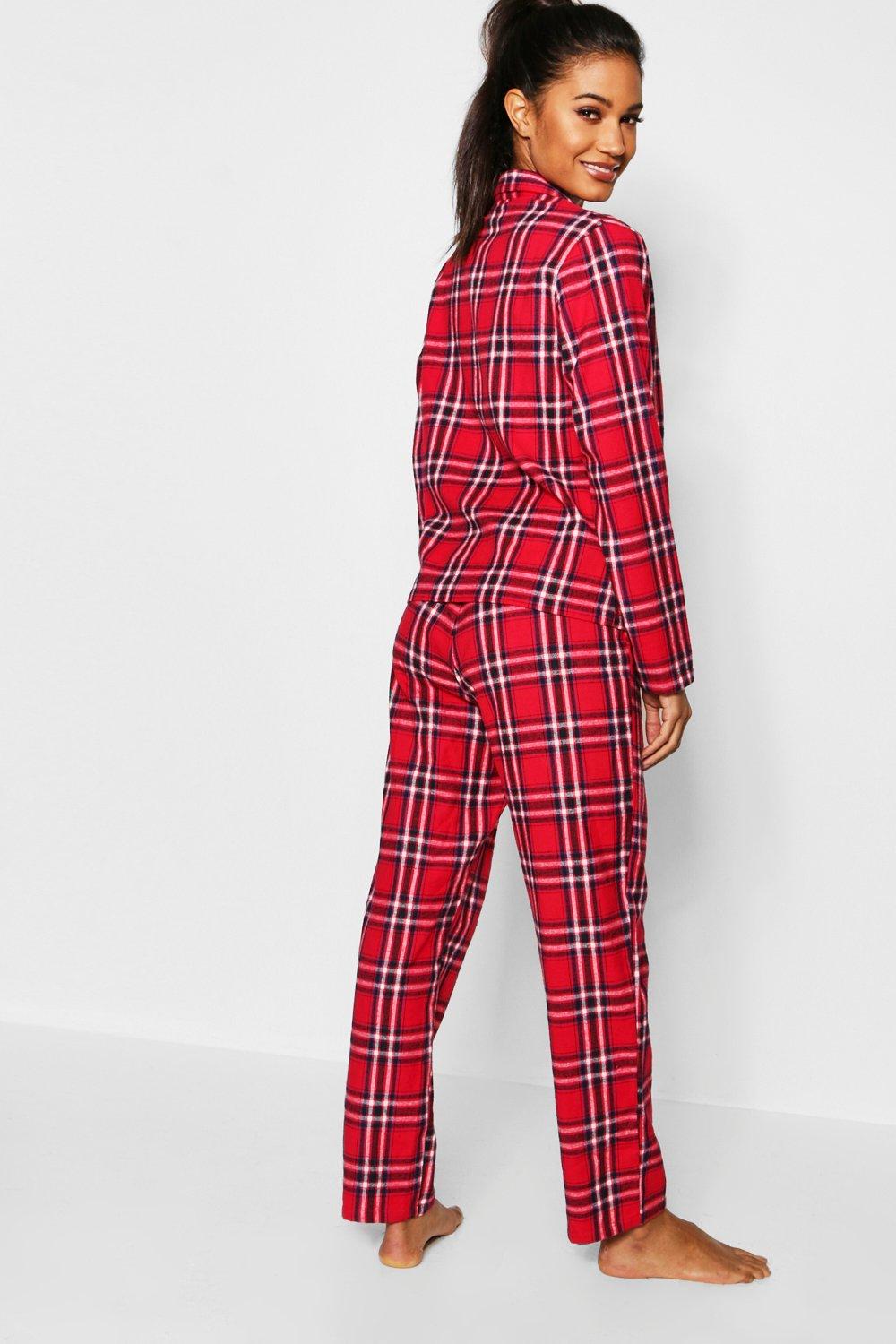 Naughty List Embroidered Flannel PJ Set