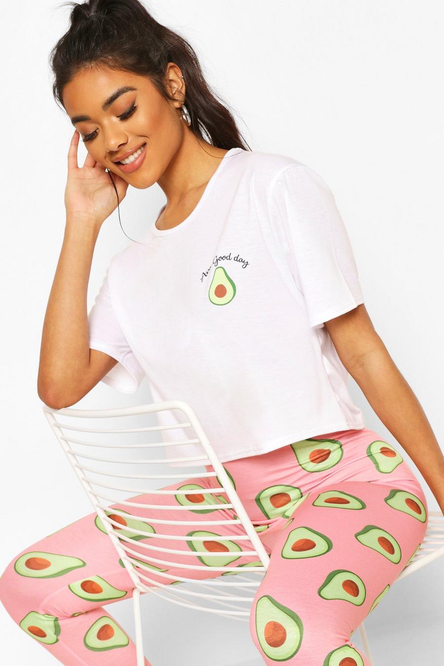 Pink Avocado Slogan Legging & T-shirt PJ Set image number 1