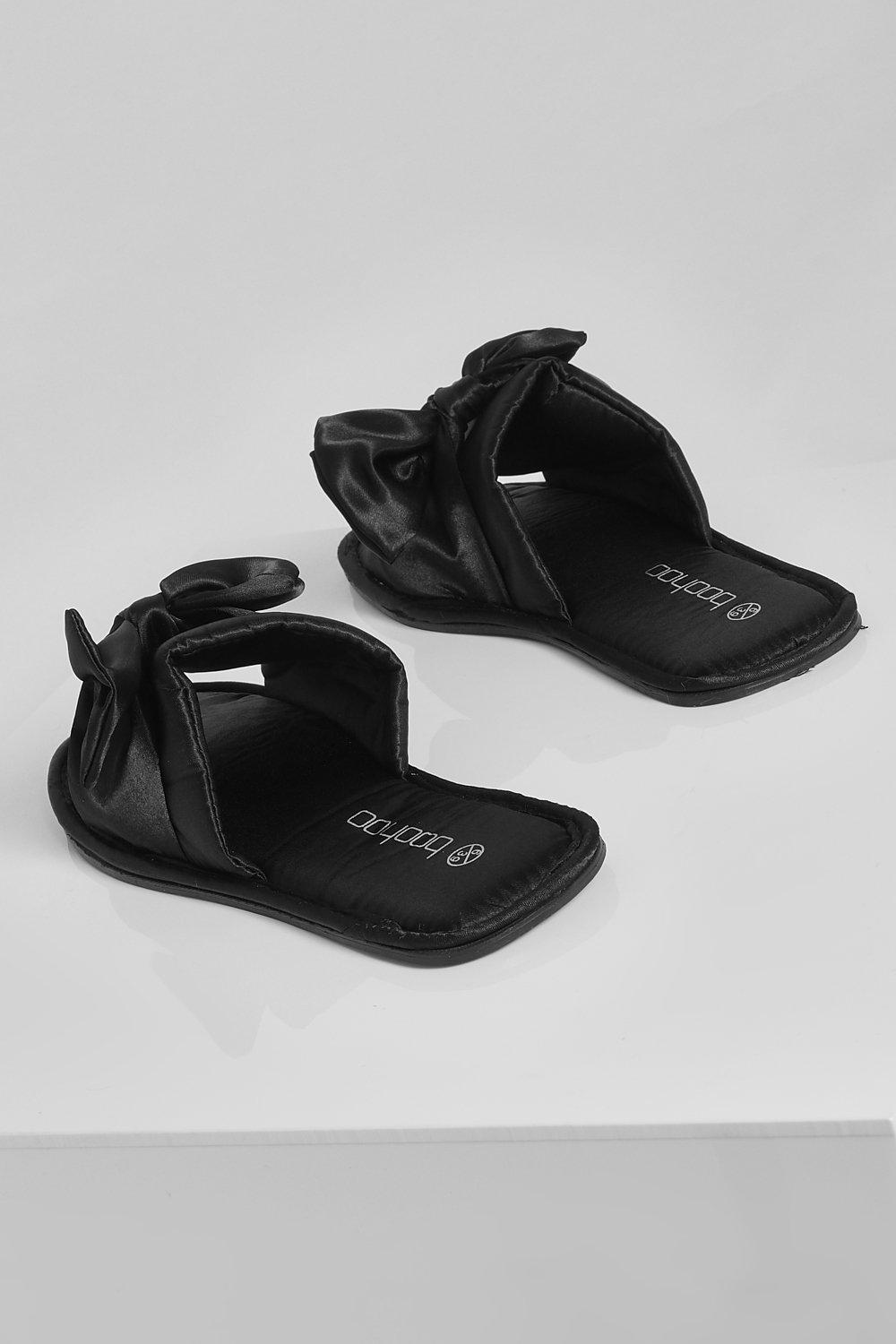 black satin slippers