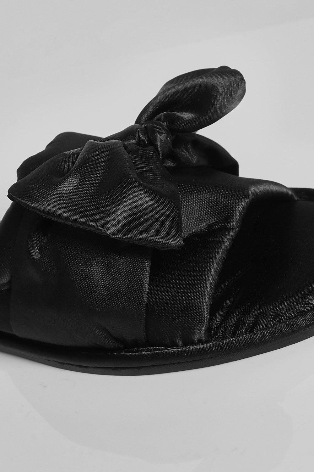 Black satin slippers hot sale