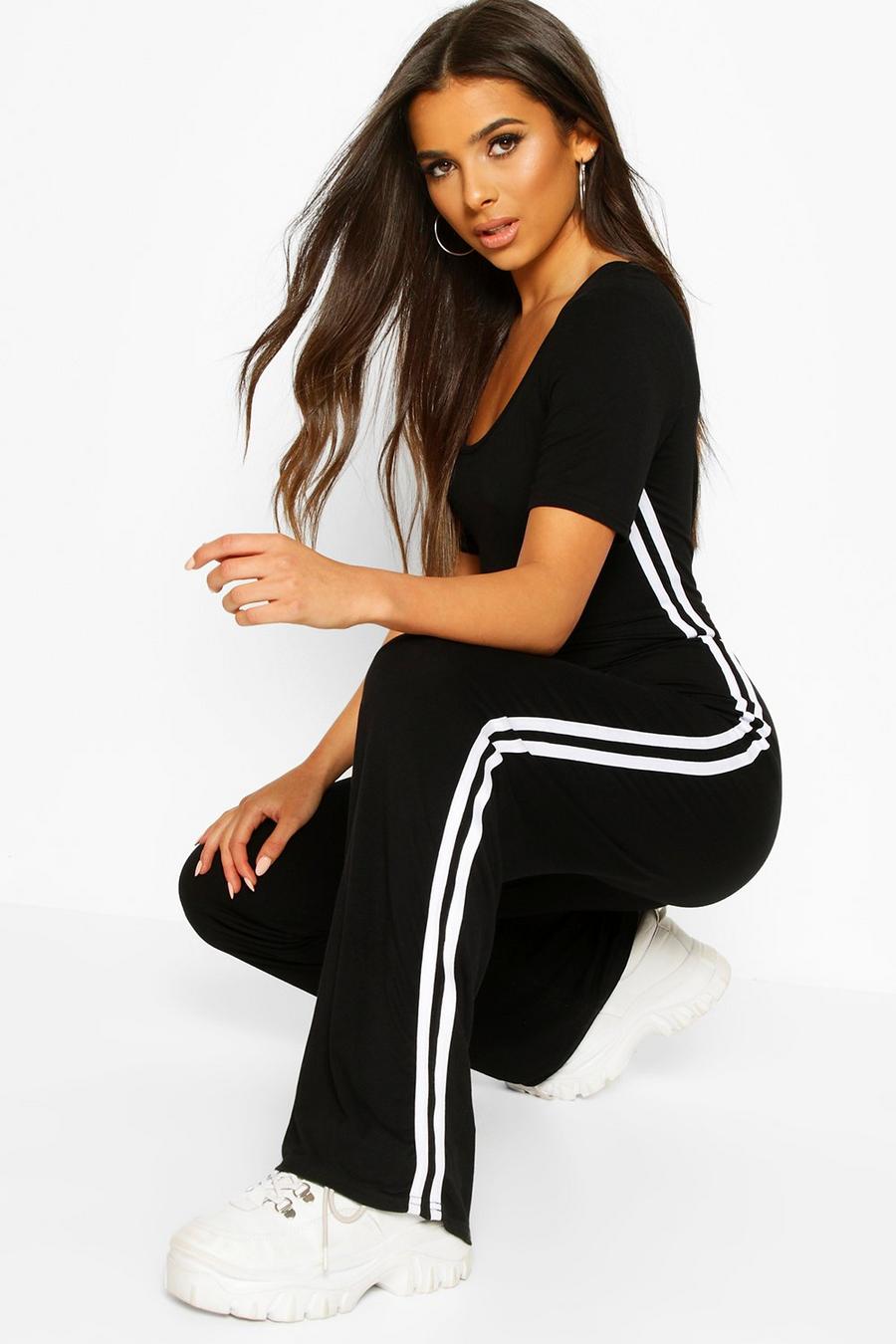 Double Side Stripe Short Sleeve Lounge Jumpsuit image number 1