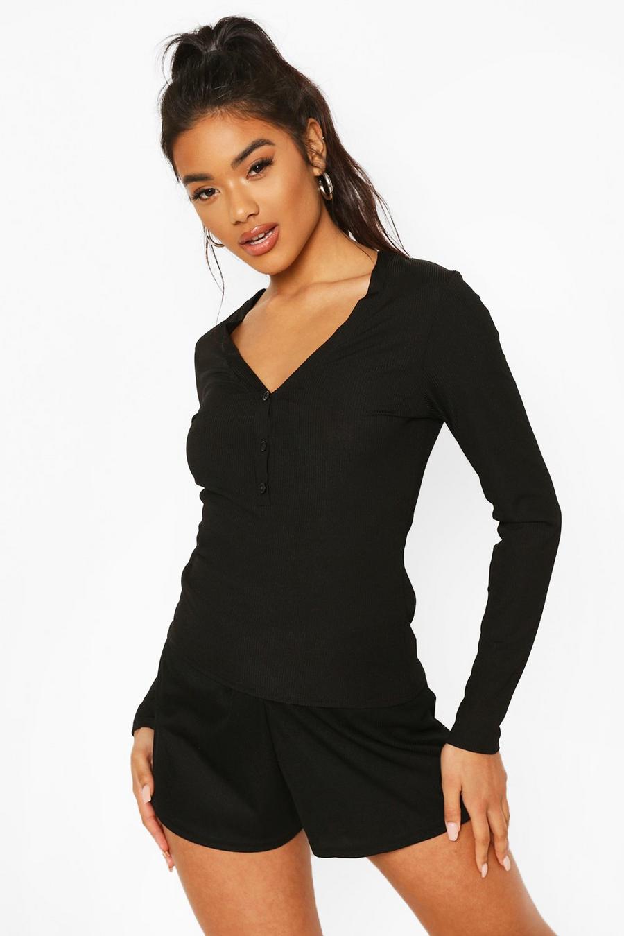 Mix & Match Ribbed Long Sleeve PJ Top image number 1