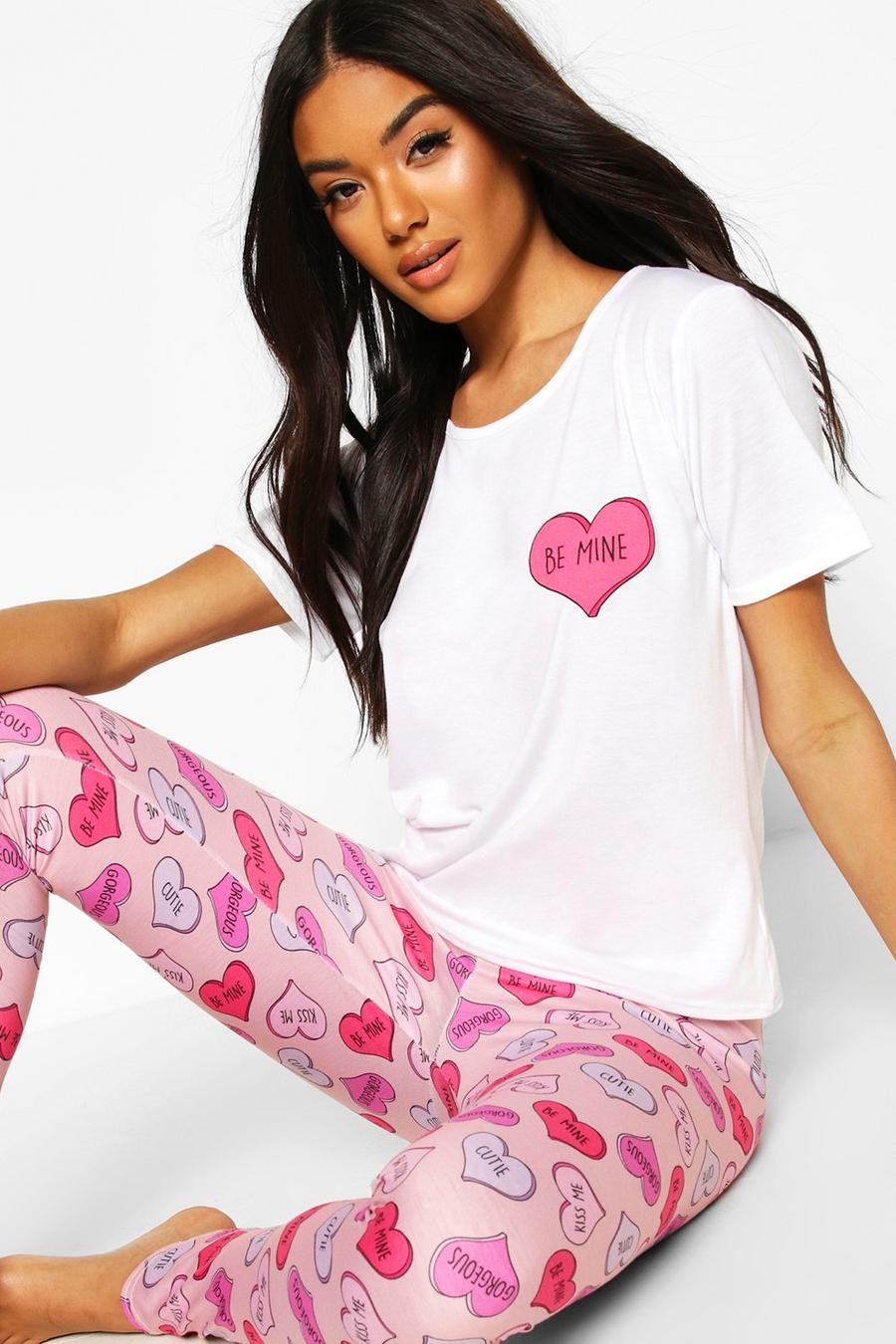 Valentines T-shirt och leggings med hjärtan image number 1