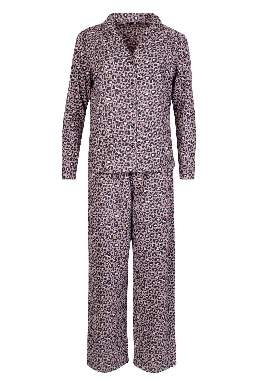 brushed leopard button dress