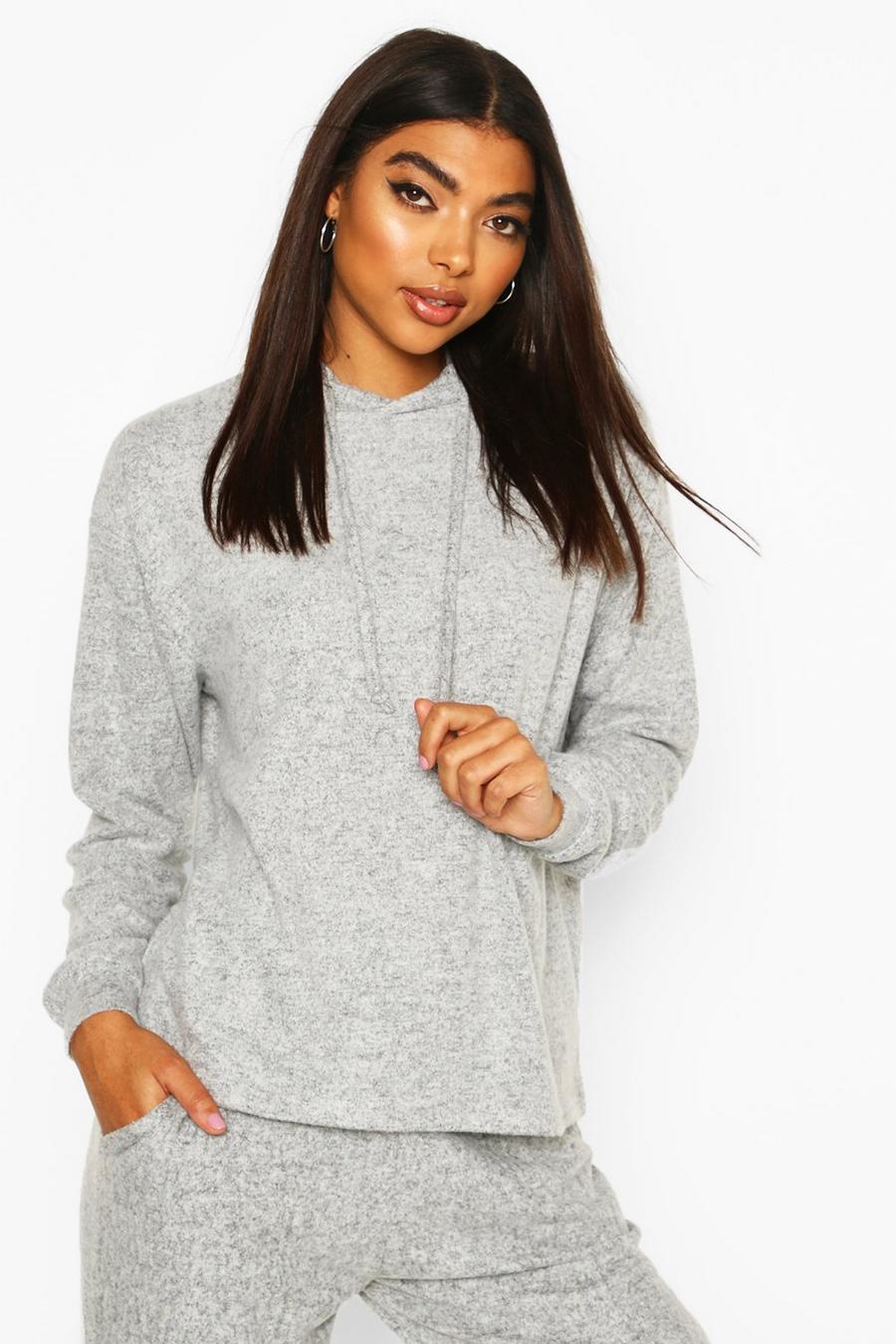 Grey marl Brushed Jersey Marl Lounge Hoodie image number 1