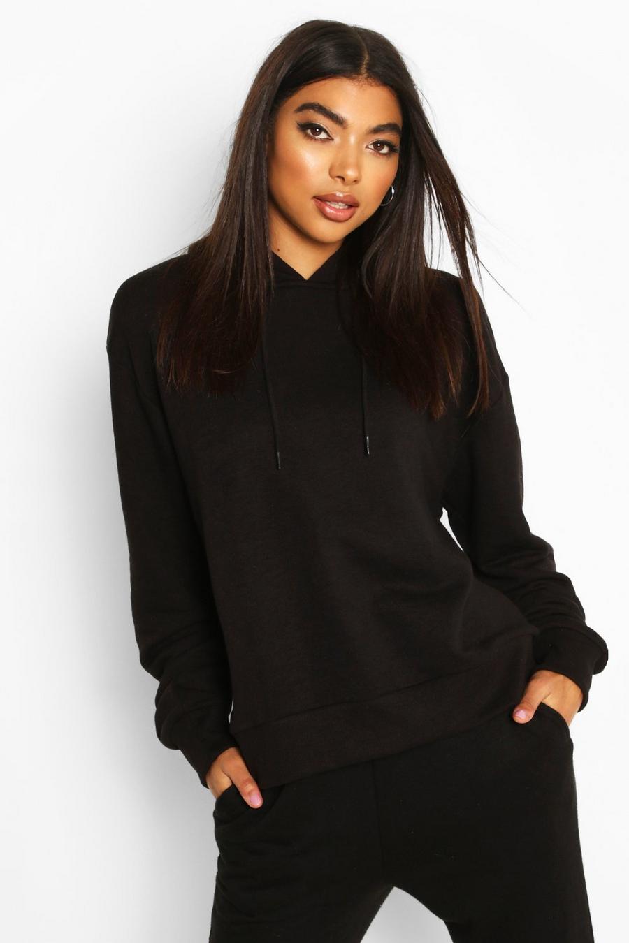 Black Mixa & Matcha Basic oversize hoodie i mjukt tyg image number 1