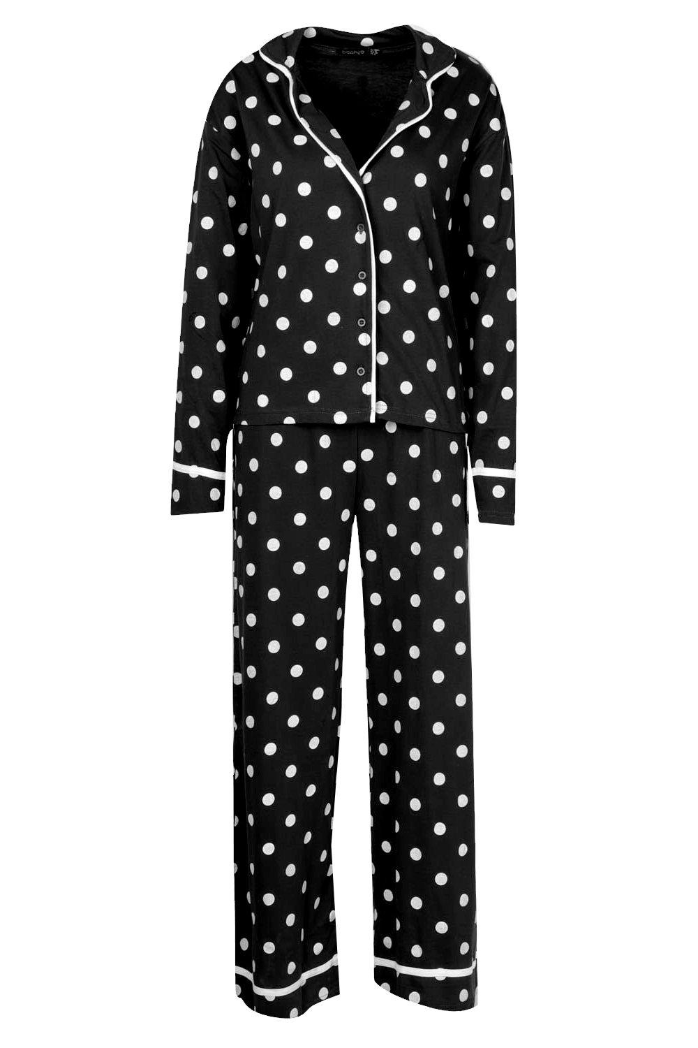 Polka Dot Button Through Pajama Pants Set