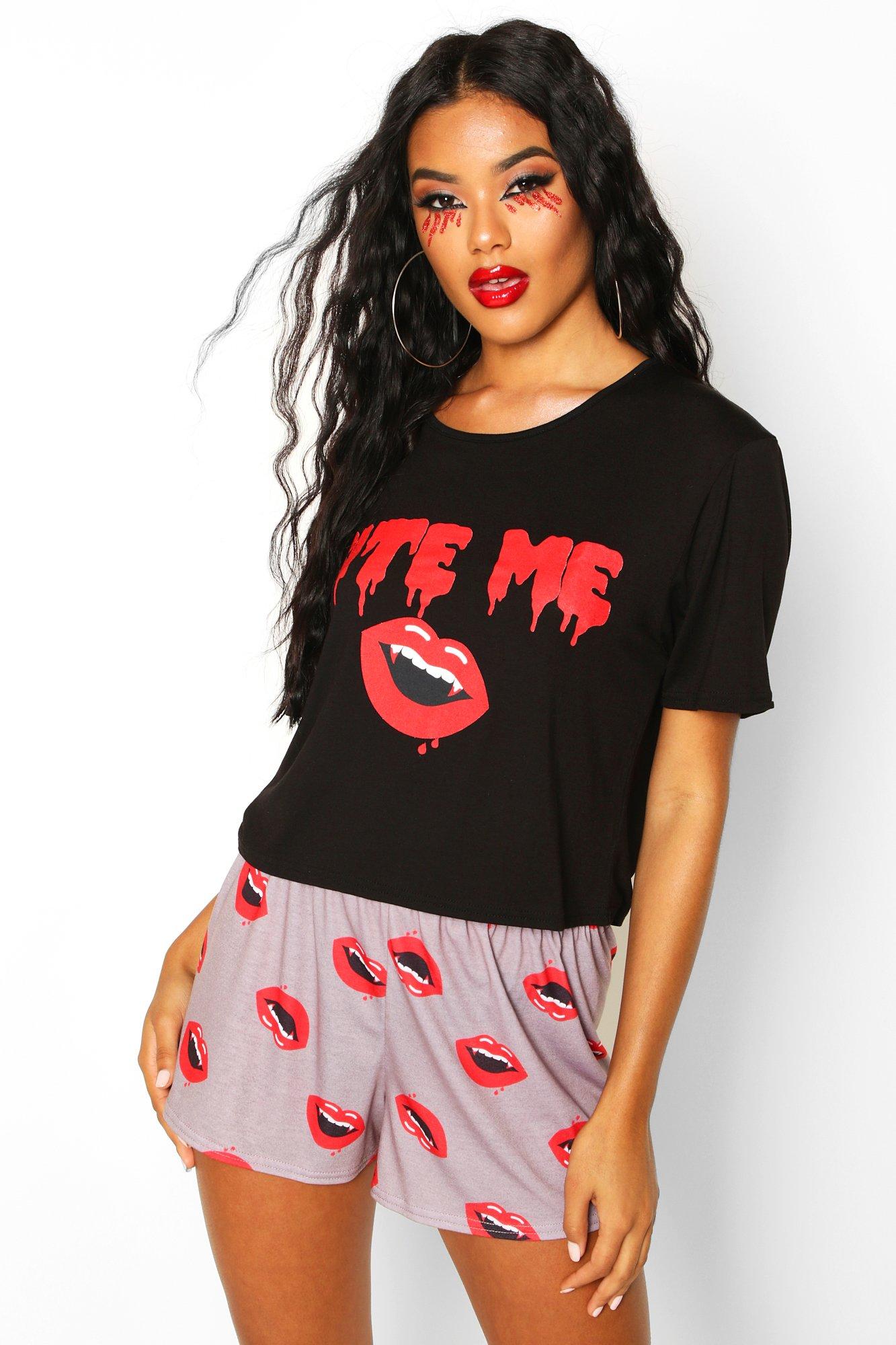 Halloween Bite Me Pajama Short Set