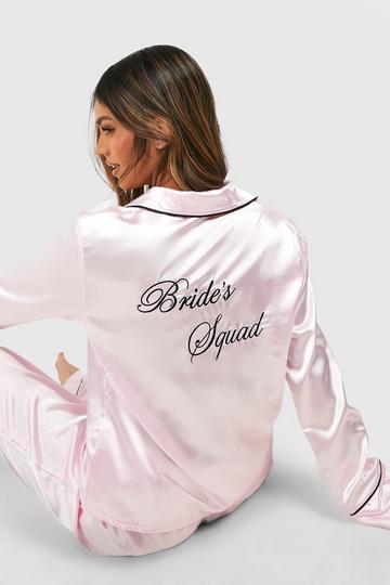 Bride Squad Satin PJ Set pink