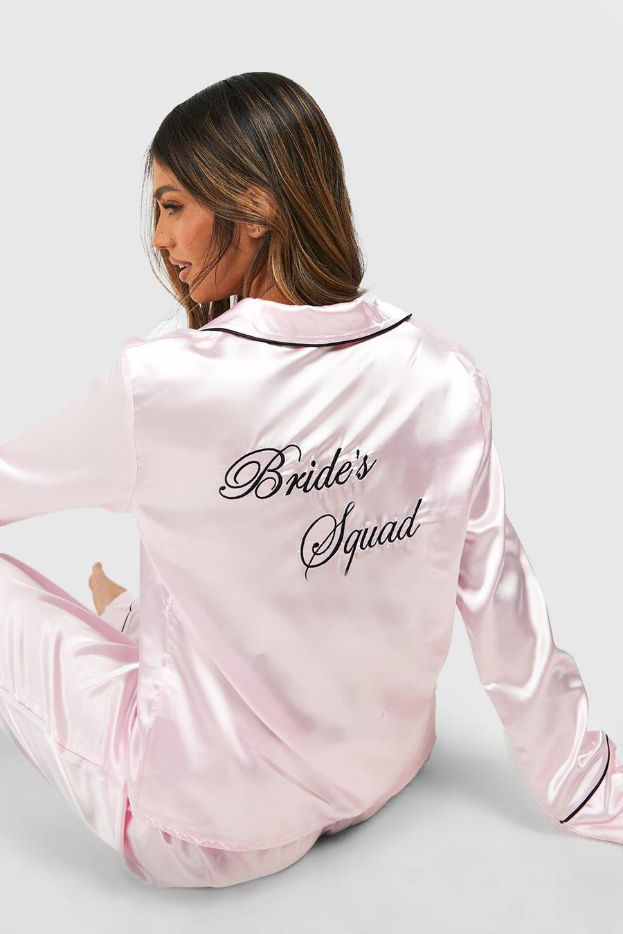 Pink Bride Squad Satin PJ Set image number 1