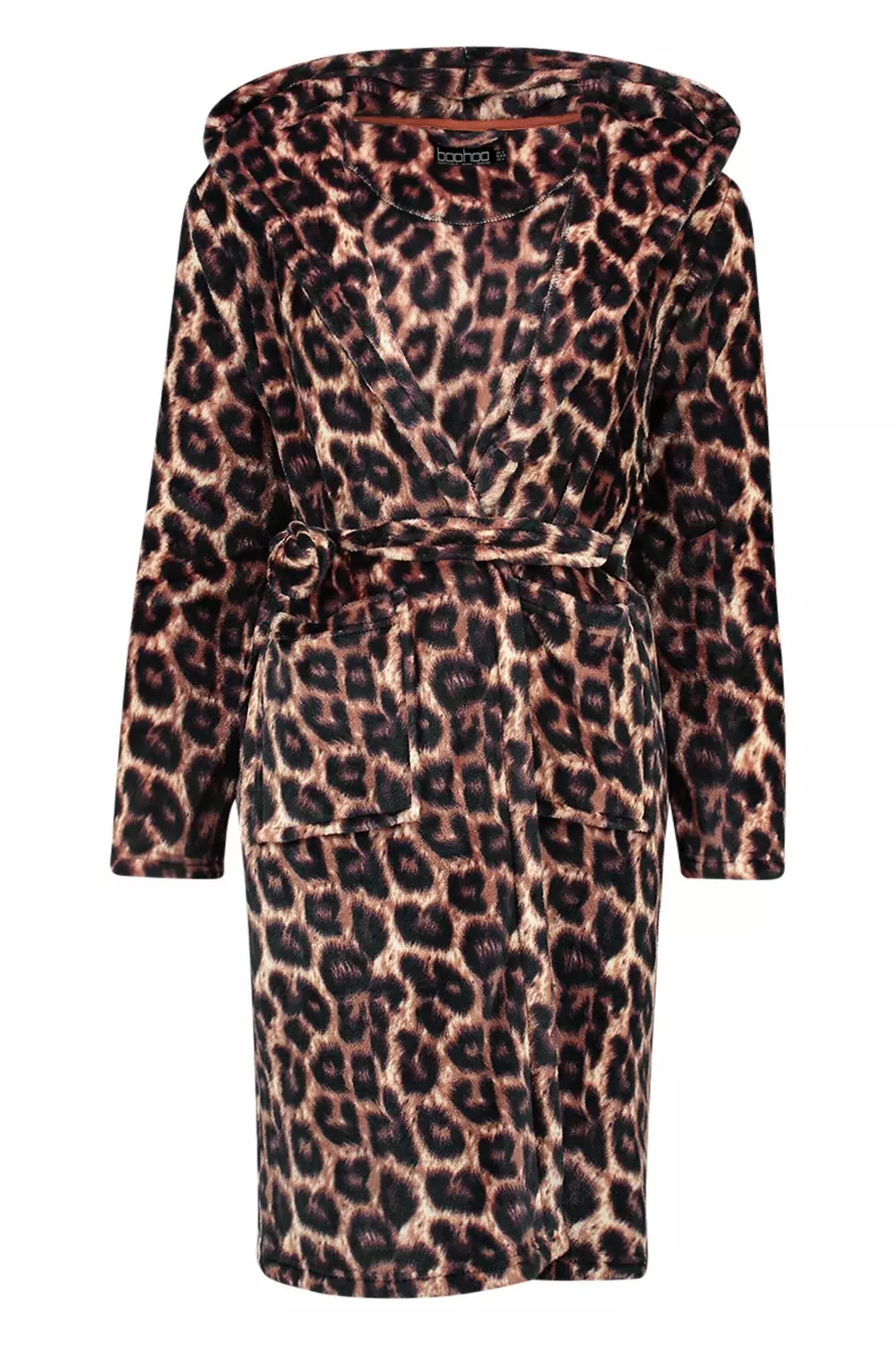 Brown Leopard Print Soft Fleece Dressing Gown alternative image