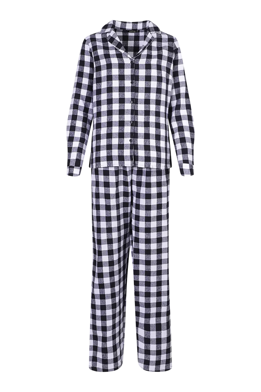 Black Christmas Brushed Check Button PJ Trouser Set alternative image