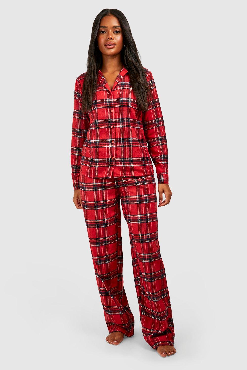 Christmas Brushed Flannel Button Pj Pants Set